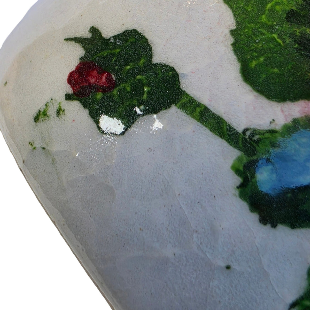 Vintage Hand Painted Floral Art Pottery Vase Crazed Glaze Roses 3.5"
