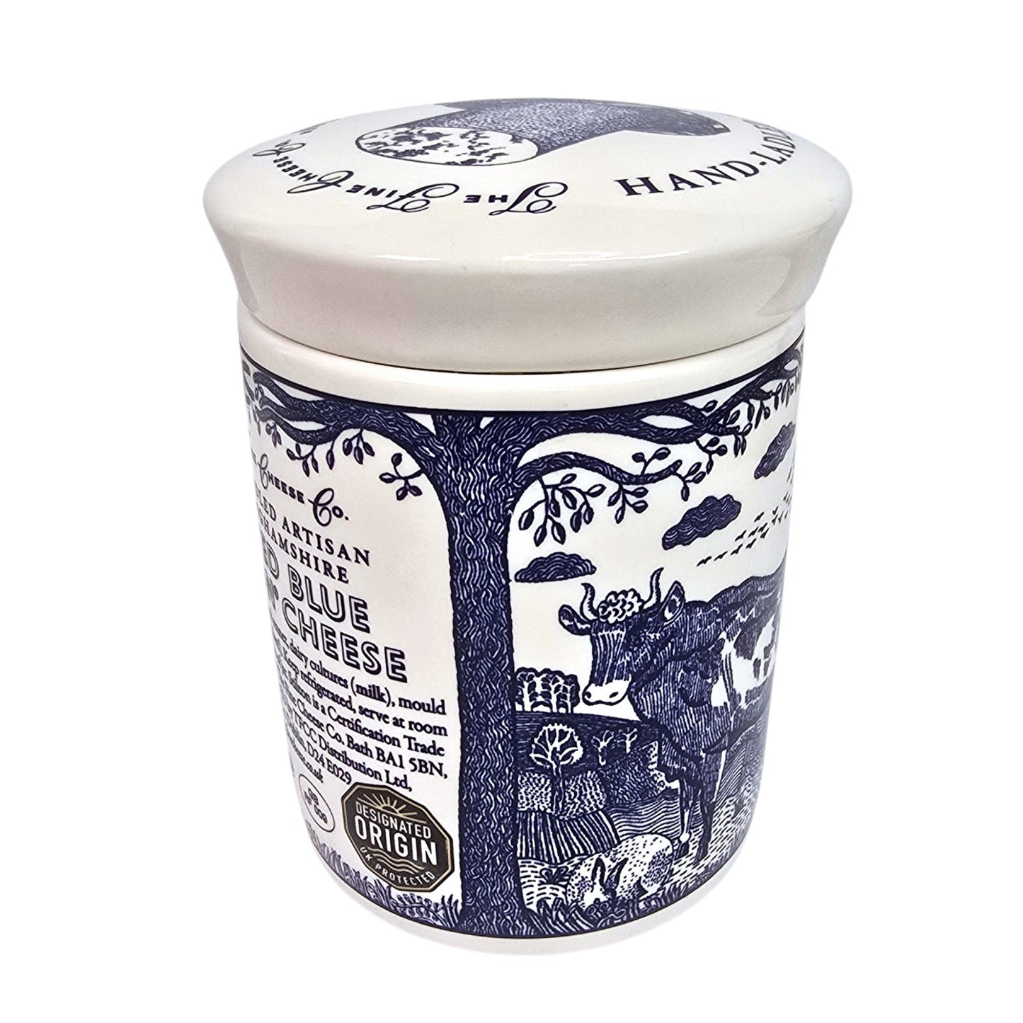 The Fine Cheese Co Blue Stilton Cheese Crock English Transferware Jar 3.2"