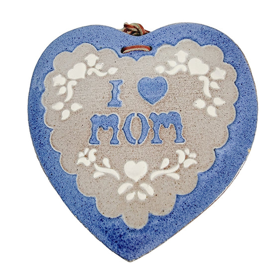 Vintage 1983 Clay City Pottery "I Love Mom" Hanging Clay Tile Plaque