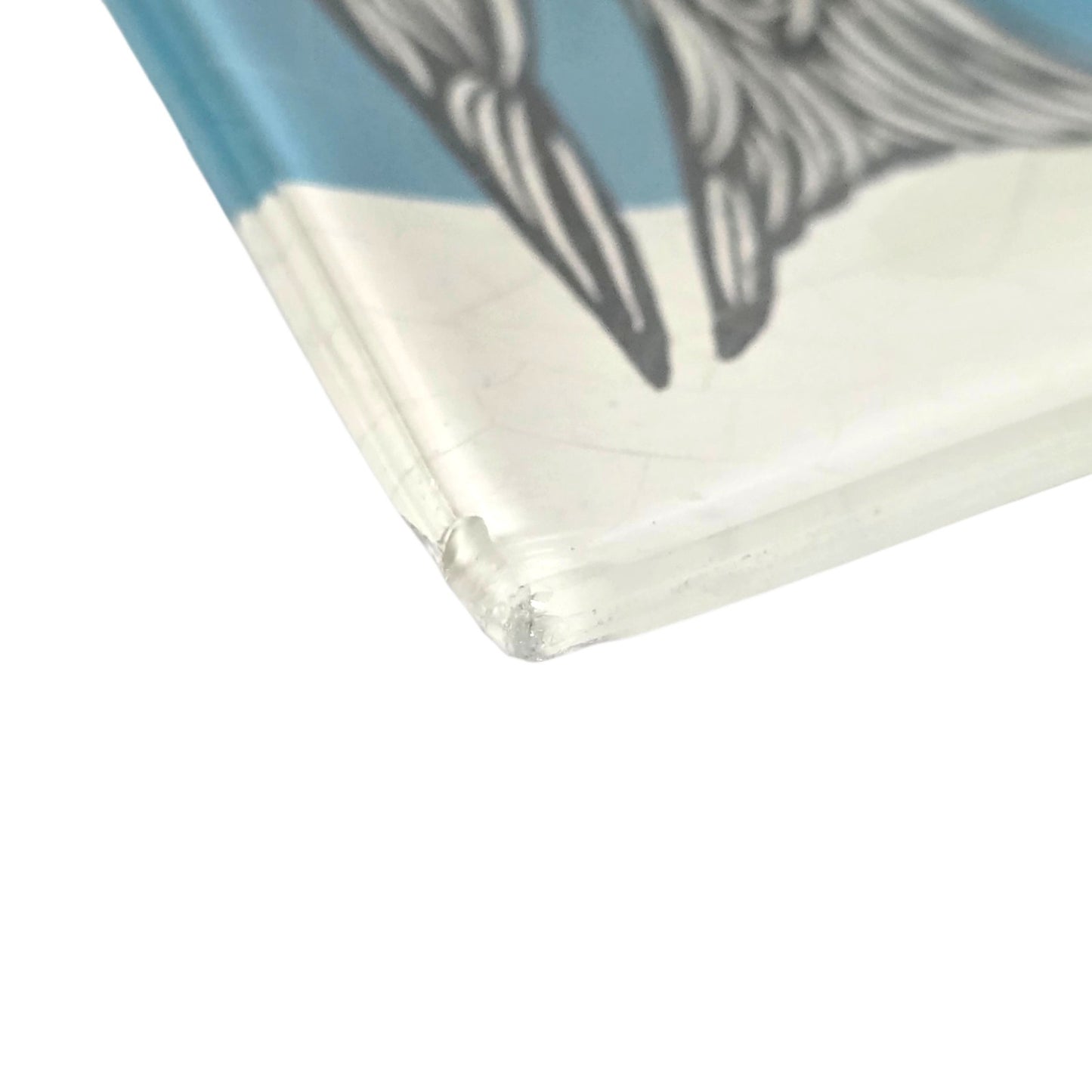 PATCH NYC x West Elm Bird Trinket Dish Reverse Painted Glass Blue White MCM READ