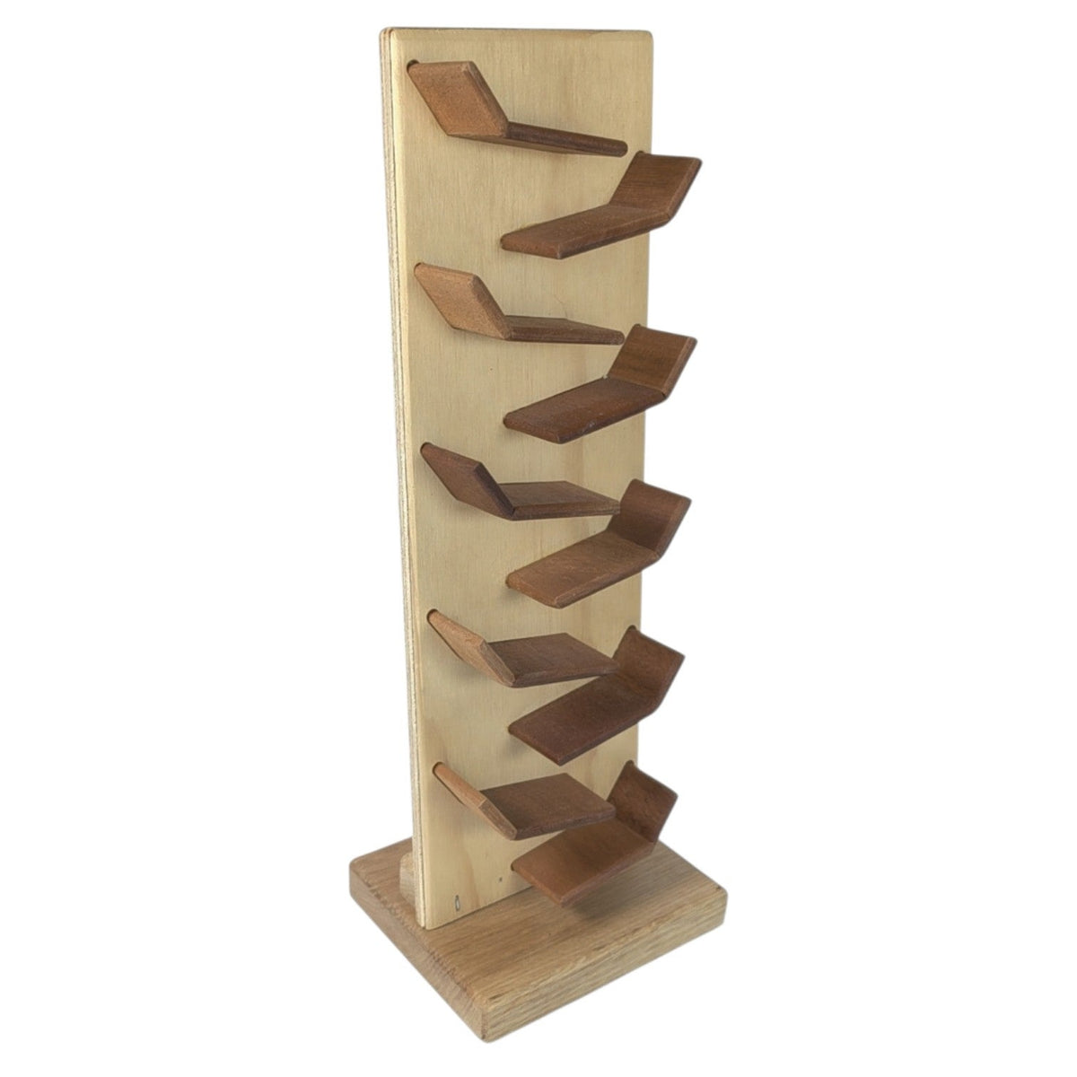 Handcrafted Wooden Zigzag Marble Run Toy Natural Wood Tiered Track