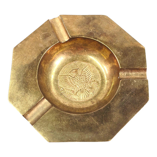Vintage Brass Ashtray Great Seal of United States, Bald Eagle Strength Freedom