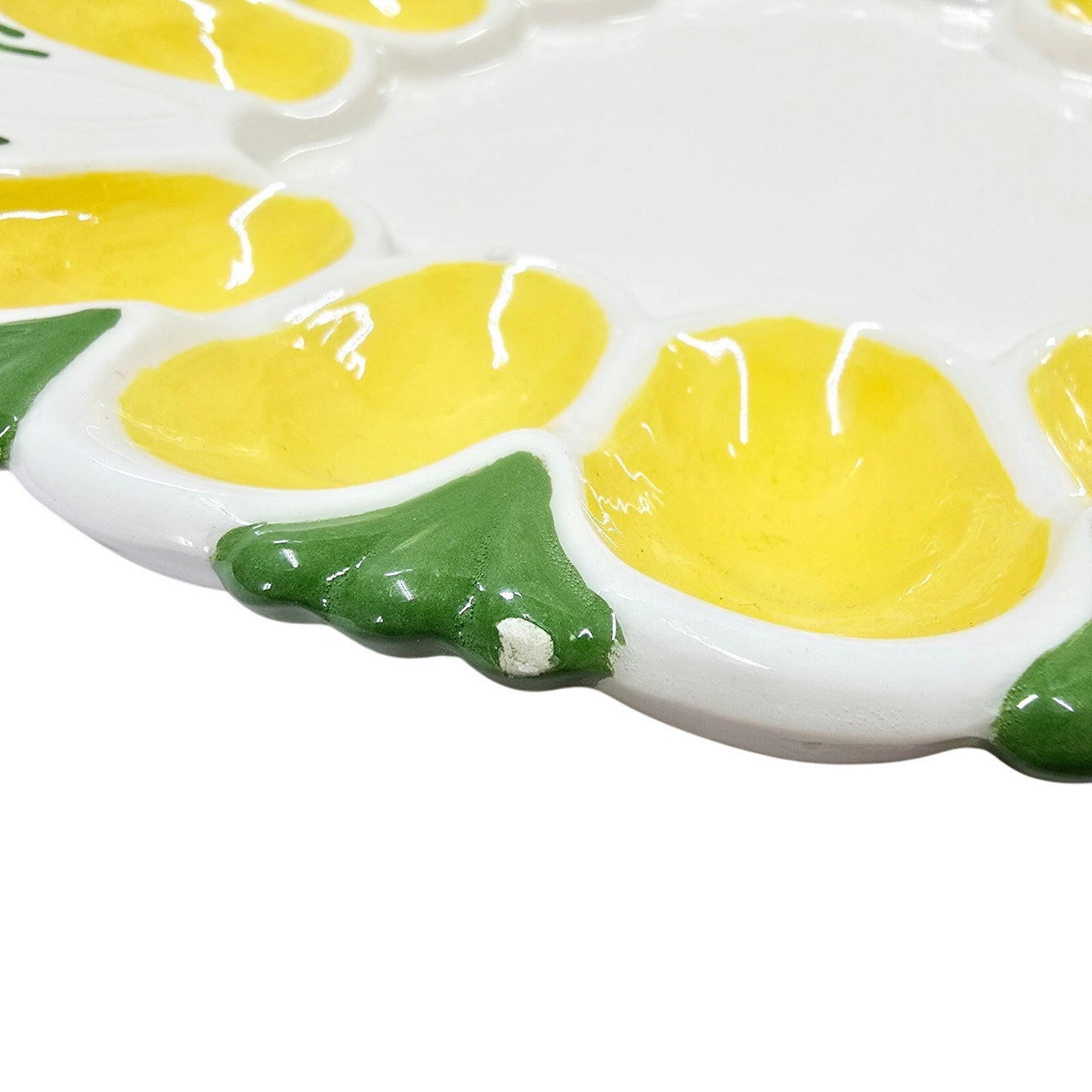 Vintage Handpainted Triangle Egg Plate Holds 12 Deviled Eggs Signed Artisan BJ