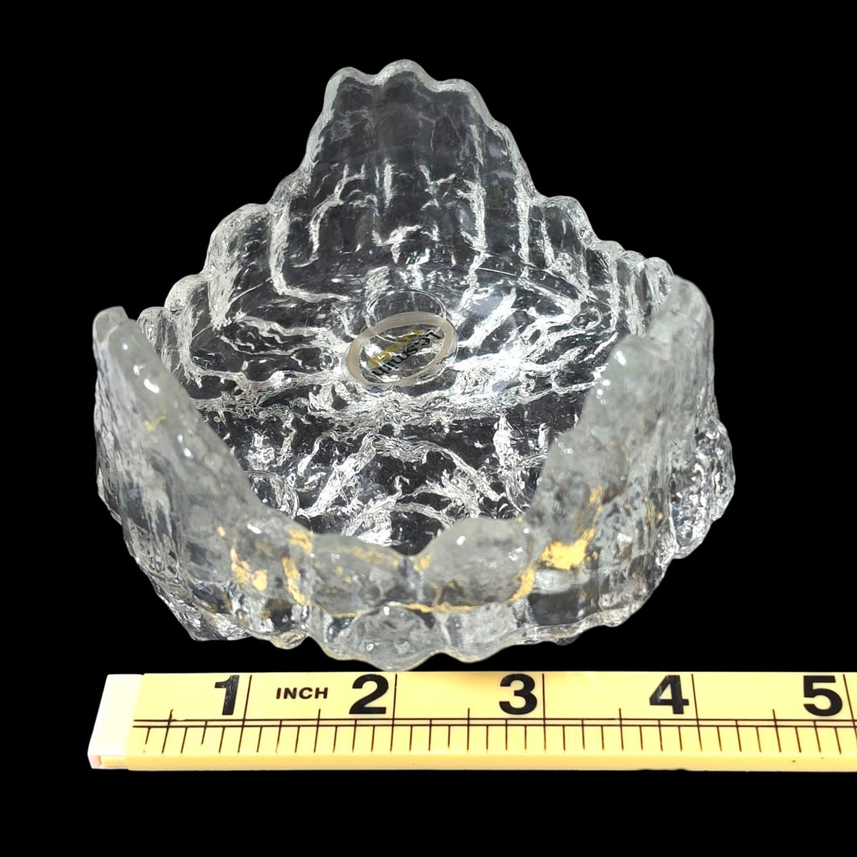Vintage L.E. Smith Crystal Ice Glass Reversible Pillar 3 Taper Candle Holder