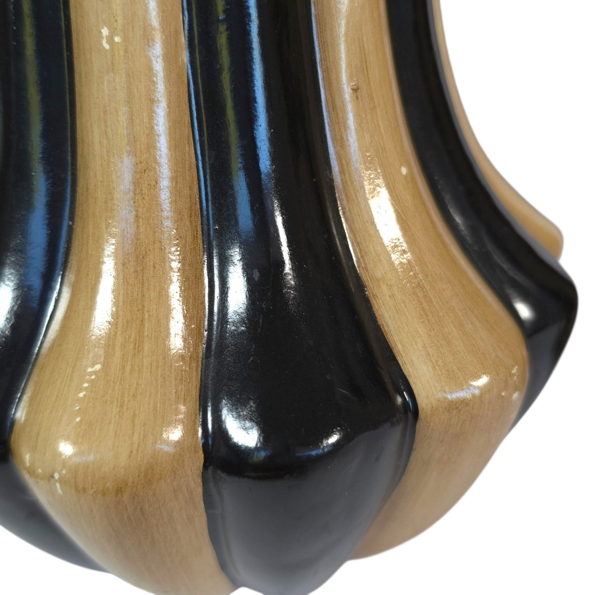 Art Deco Hollywood Regency Black Tan Fluted Ceramic Vases Set of 2 Hobby Lobby
