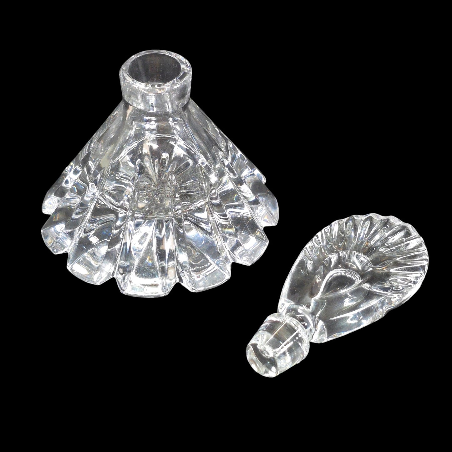 Vintage Art Deco Crystal Perfume Bottle with Stopper, 5.5" H, FLAW, Read