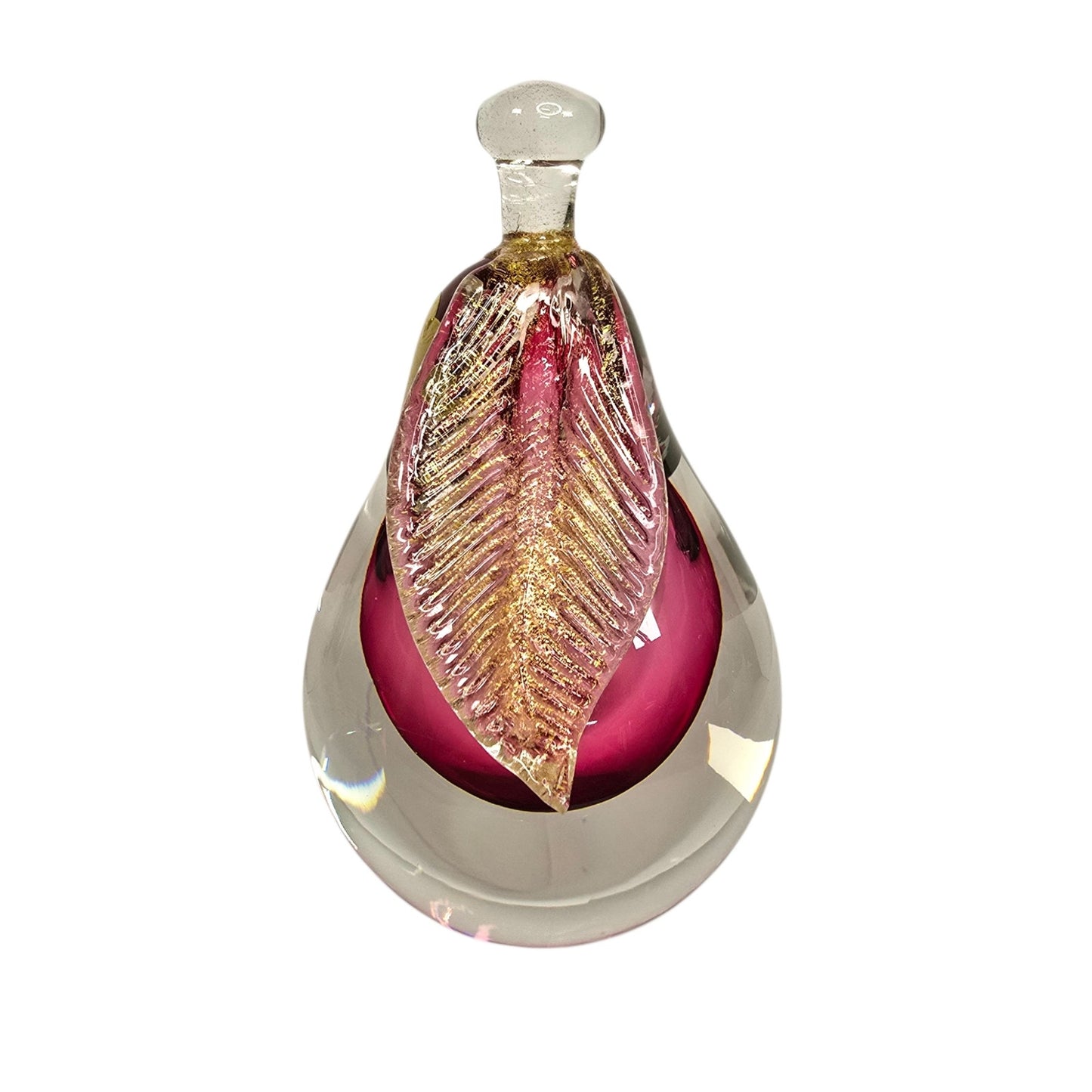 Alfredo Barbini Murano Sommerso Glass Pear Weil Ceramics Cranberry Adventurine