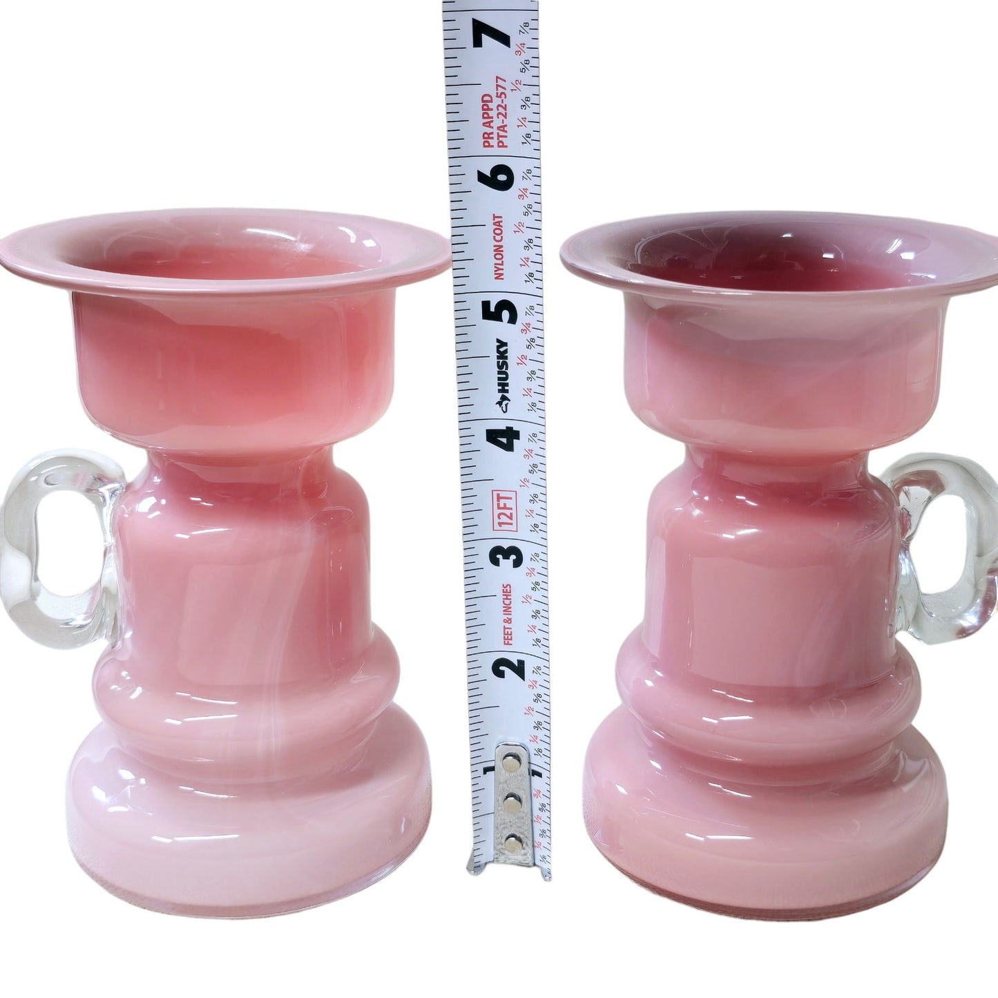 Pink Polish Glass Vases, Jerzy-Sluczan-Orkusz Midcentury Vintage Candle Holder