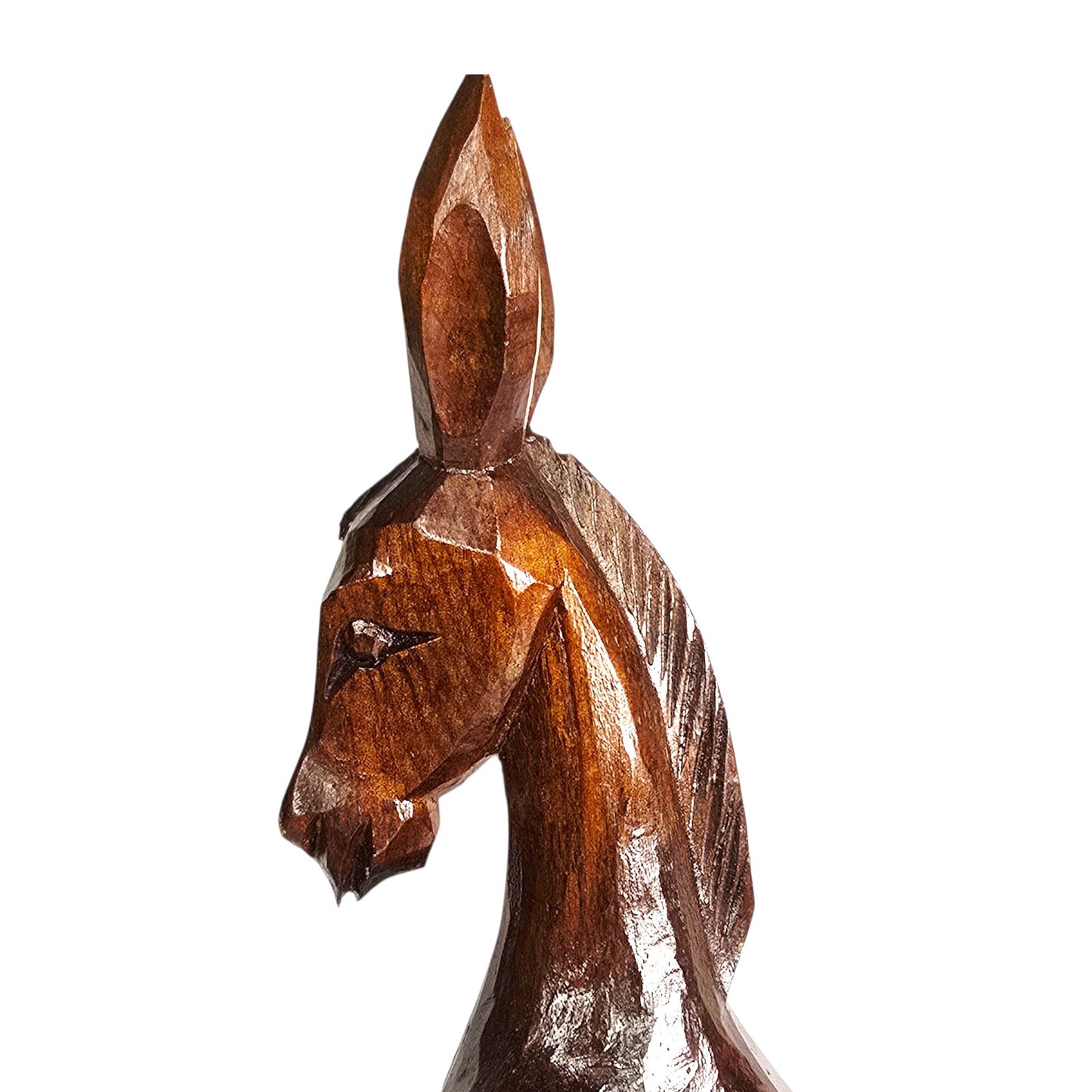 Vintage Carved Wood Donkey Figurine Lacquered Sitting Donkey Mule Burro