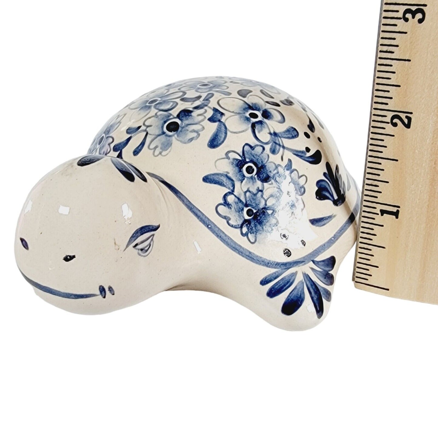 Vintage Anaware Turtle Blue & White Floral Hand Painted Ceramic, Philippines