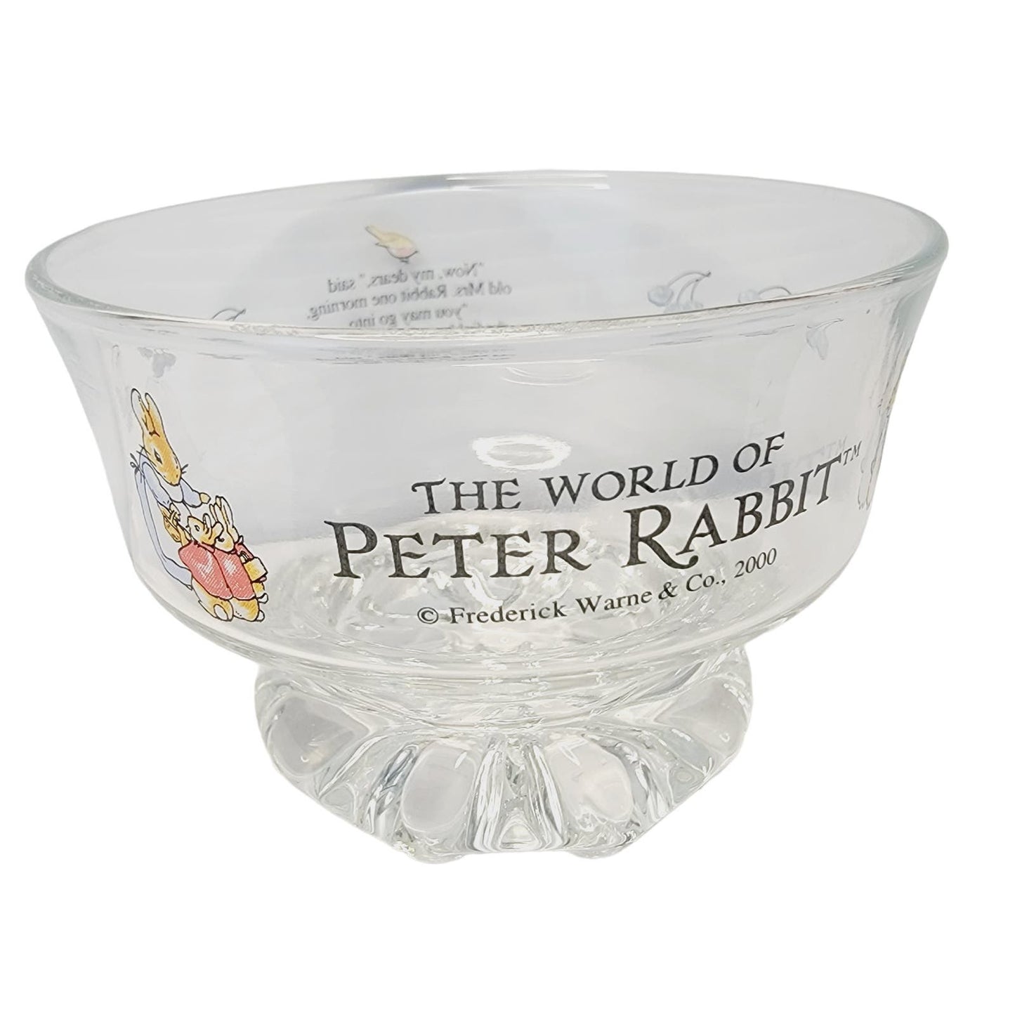 Set of 4 Vtg Peter Rabbit Frederick Warne & Co Glass Pedestal Dessert Bowls 2000