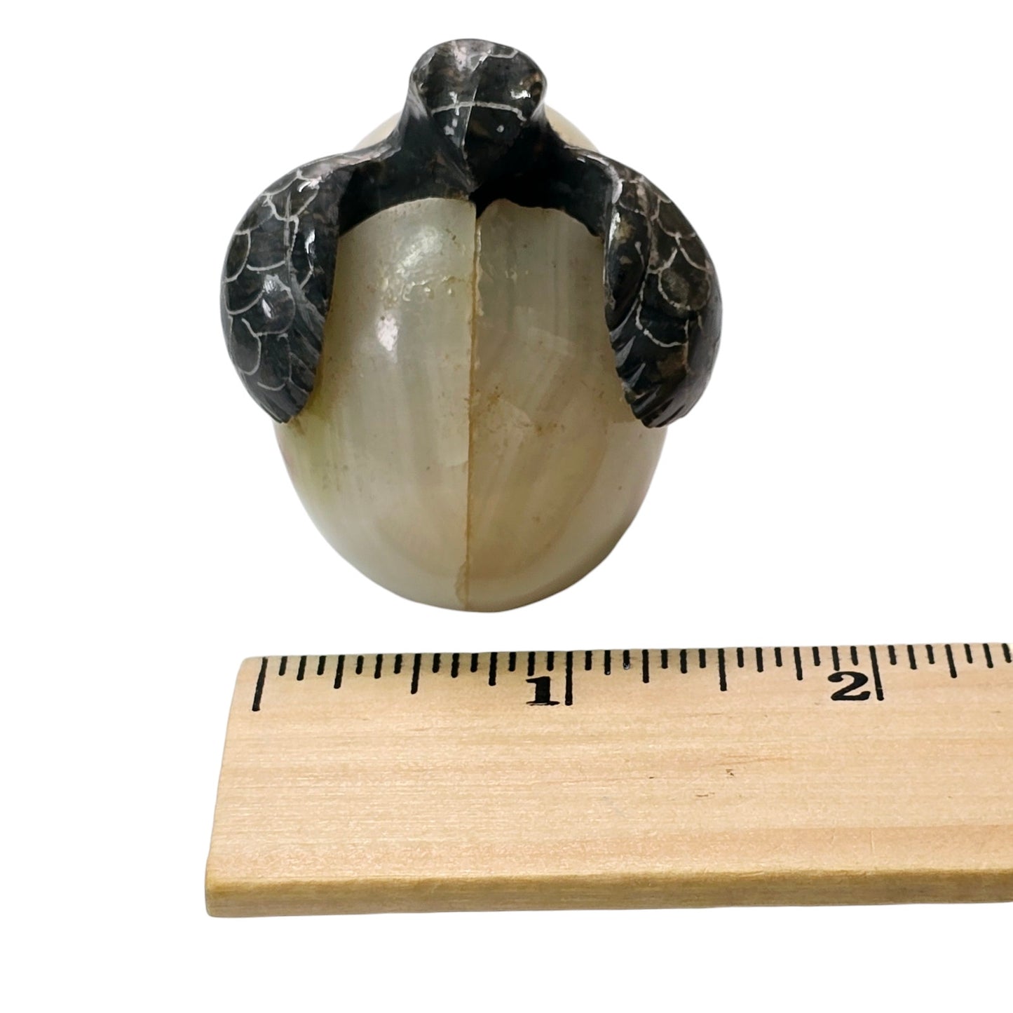 Natural Carved Stone Sea Turtle Egg Figurine Onyx Marble Baby Hatching