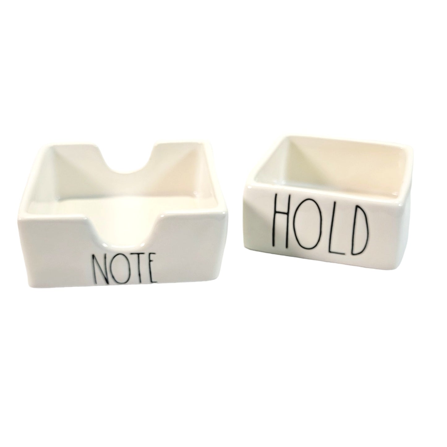 Rae Dunn Office Set: Notes to Self Post-It Holder & Hold Trinket Dish