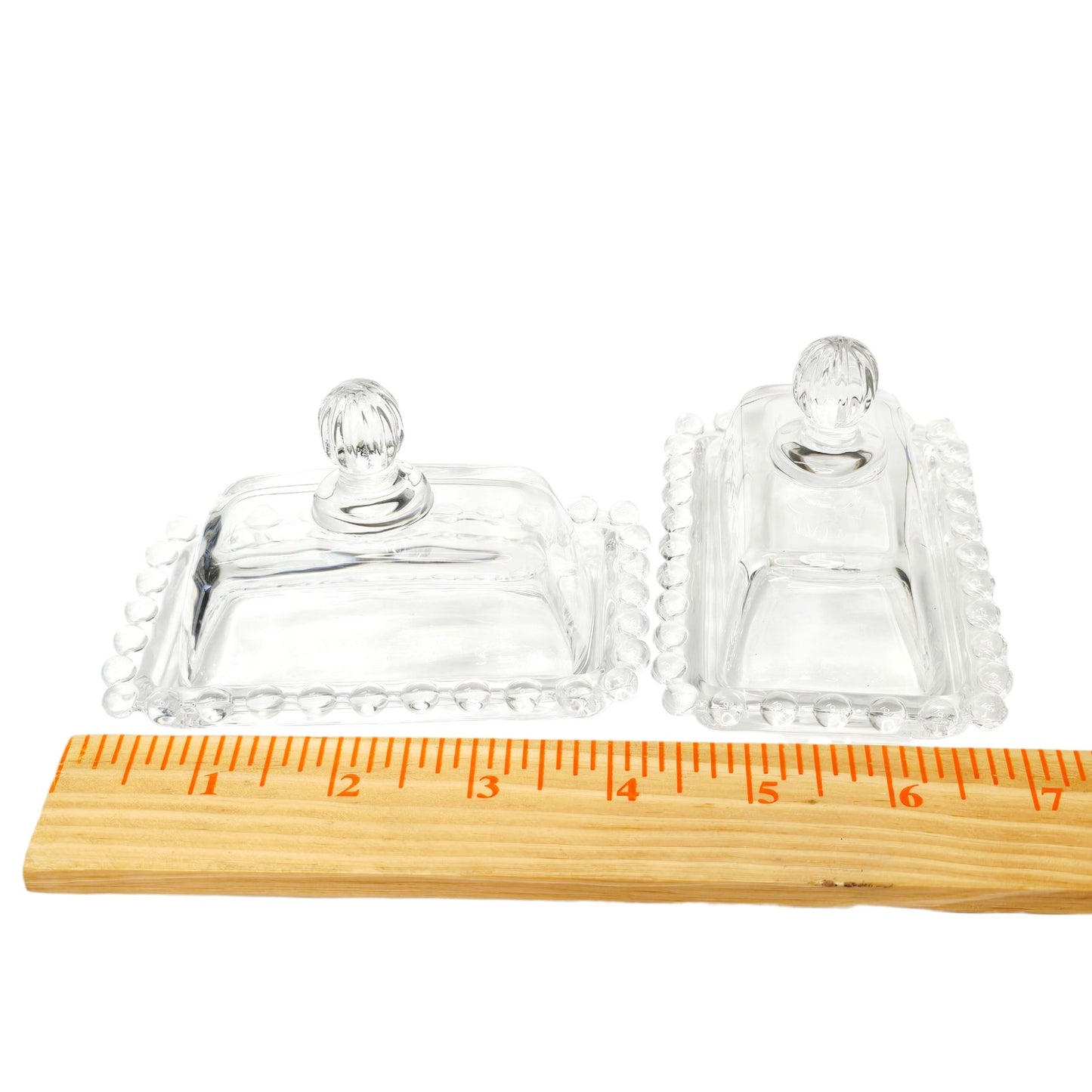 Circleware Mini Glass Butter Dishes - Set of 2 Vintage Style Clear Pressed Glass