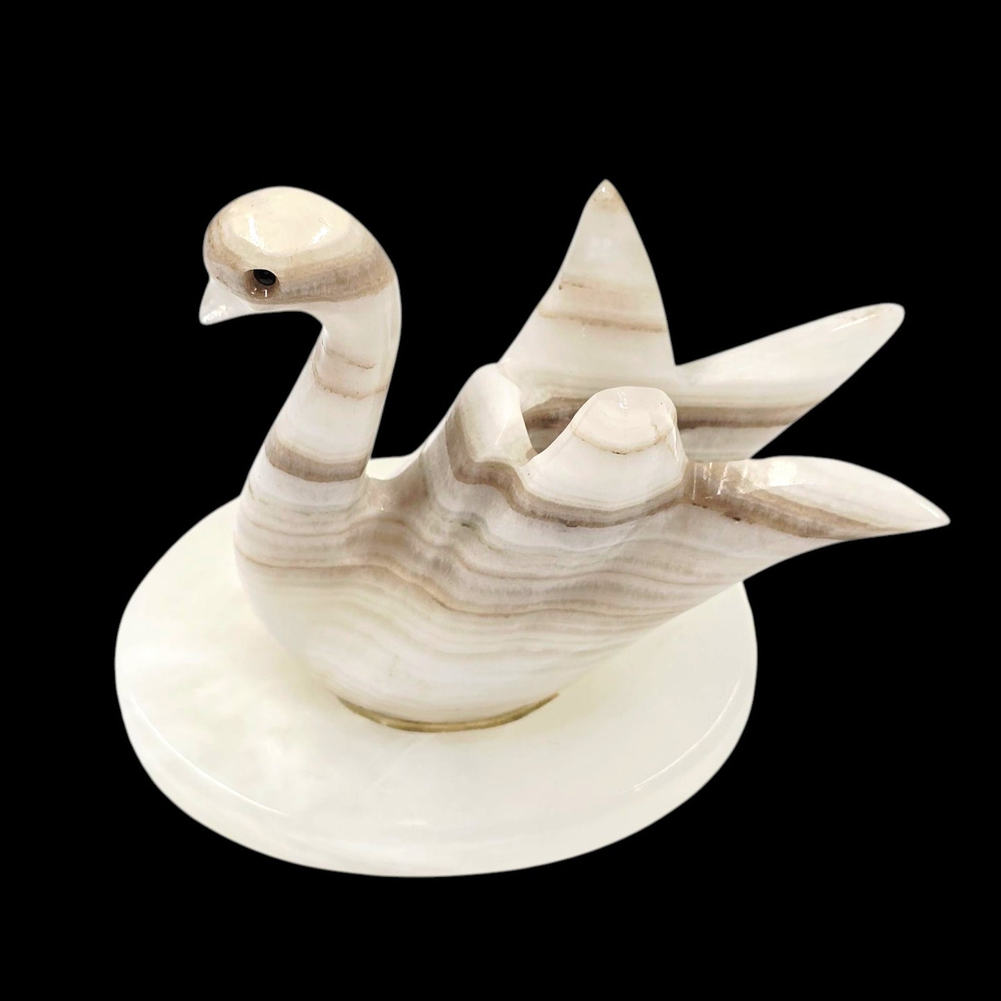 Vintage Onyx Swan Pen Holder, Cigarette Stem Holder, Candle Holder, Paperweight