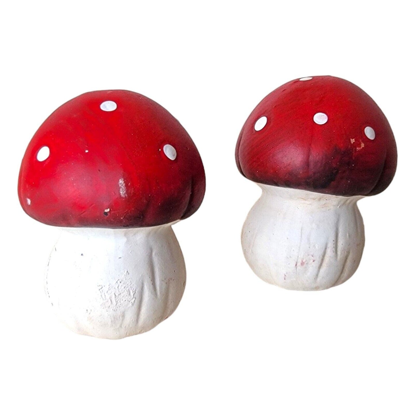 Set of 2 Polka Dot Mushroom Figurines Fairy Garden Décor