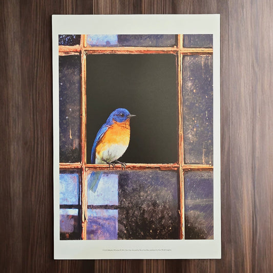 16x12 Blue Bird Art Print: Bluebird Window, 2011 Chris Vest, New World Graphics