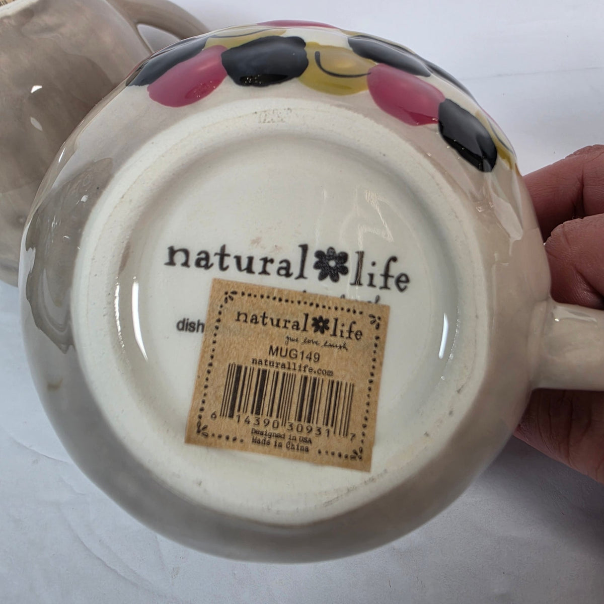 Natural Life Owl Coffee Mugs Set of 2 Peace Love Coffee Cream Colorful