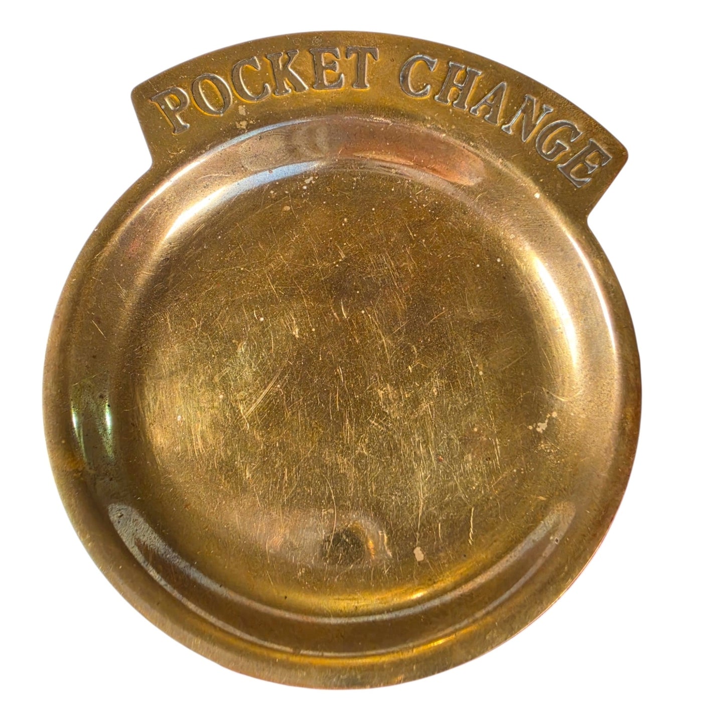 Vintage Brass "Pocket Change" Catch-All Coin Dish with Red Felt Lining