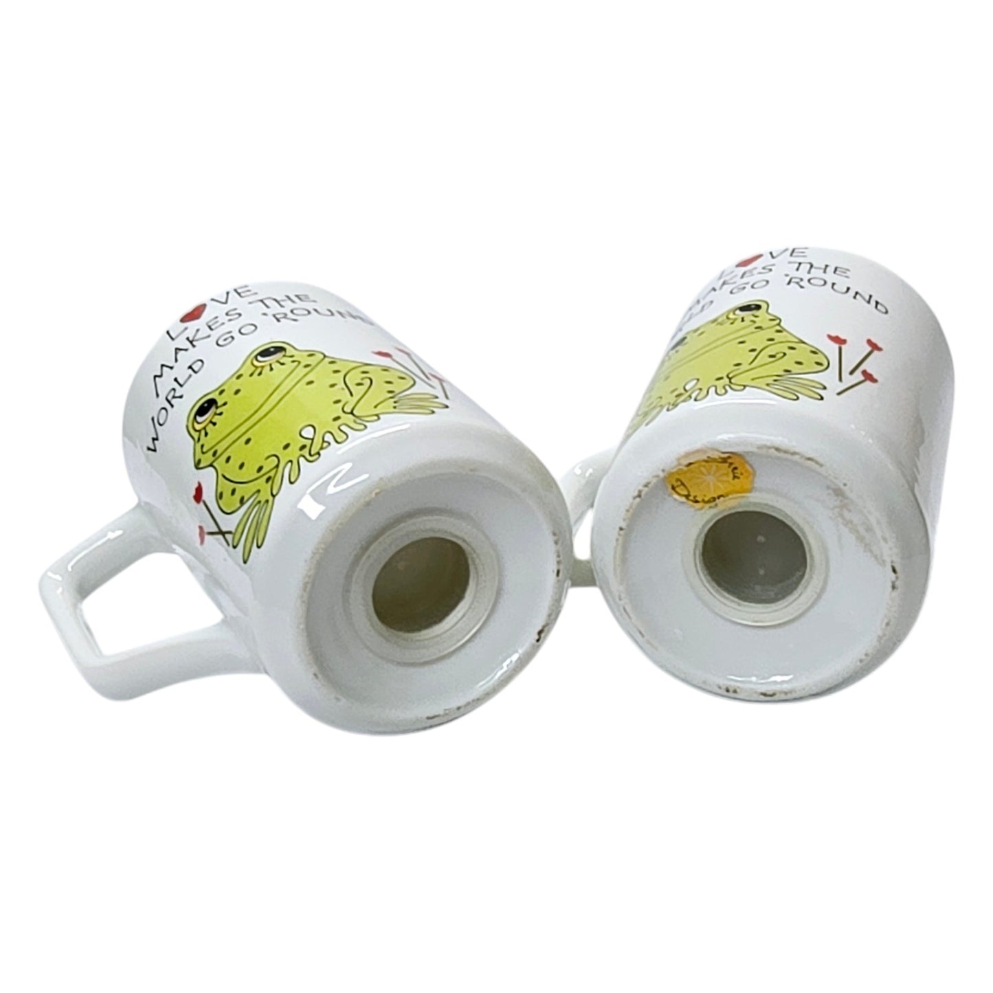Vtg ❤️ Frogs Salt & Pepper "A Lorrie Design" Japan Love Makes the World Go Round