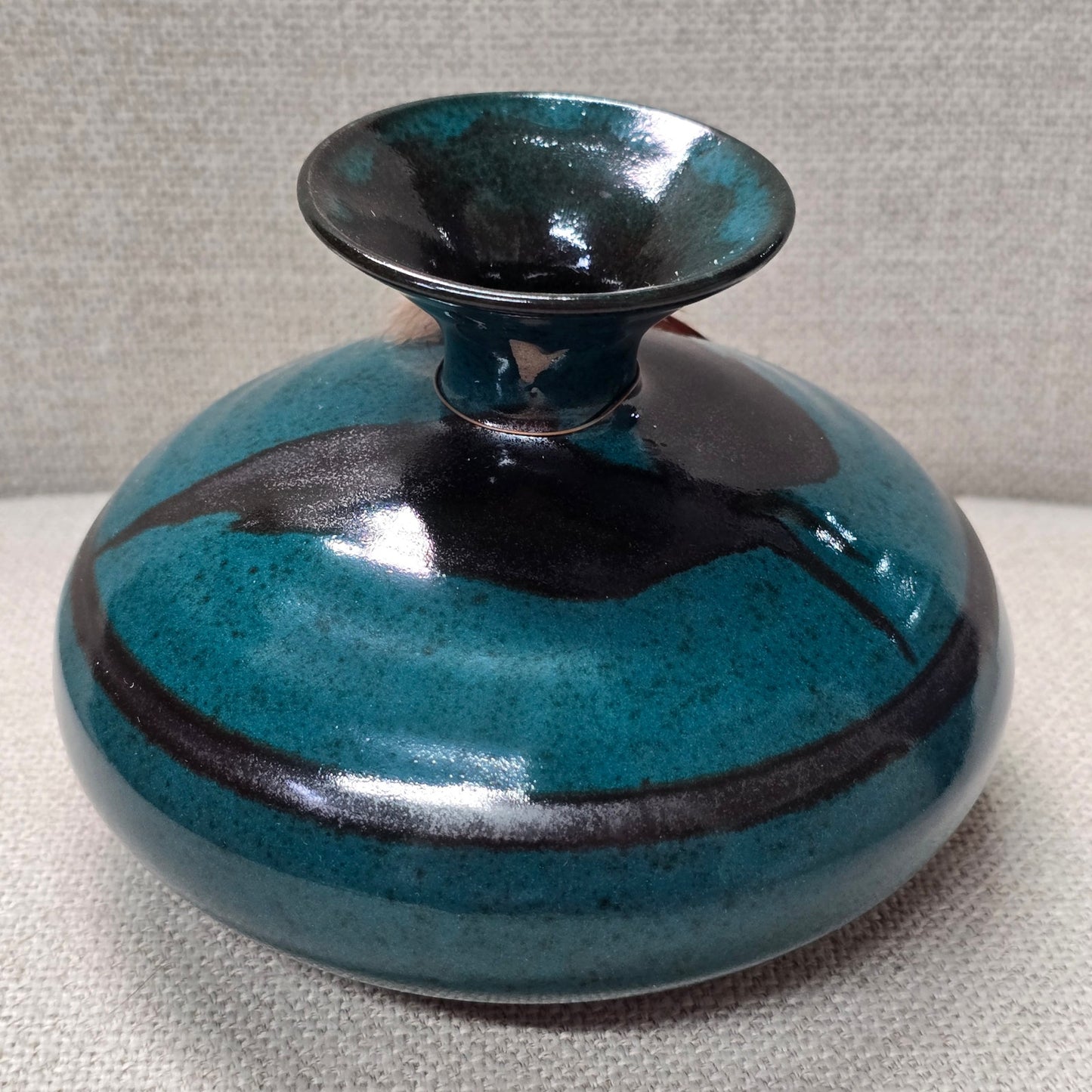 Art Pottery Signed RB Roger Butler, Feather, River Pottery, Blue Ceramic