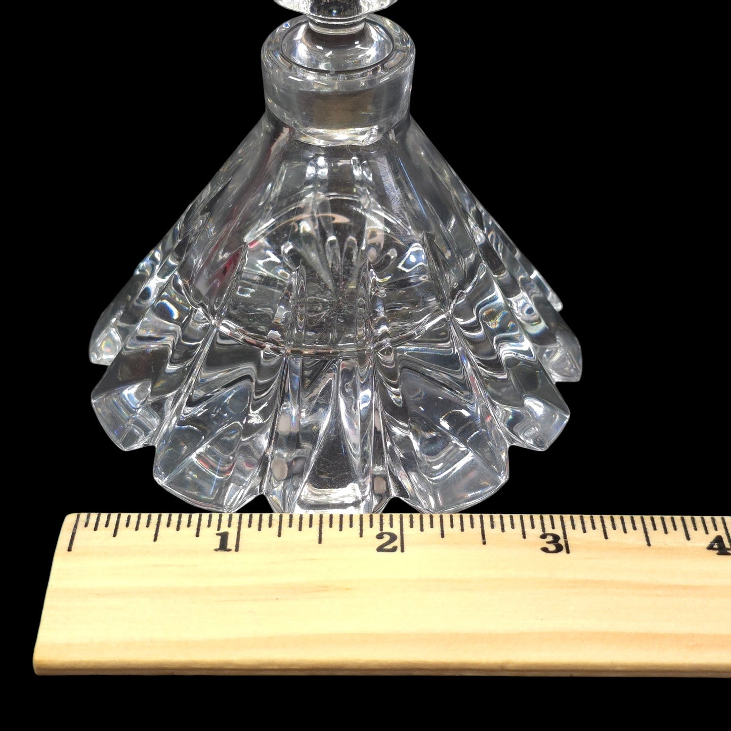 Vintage Art Deco Crystal Perfume Bottle with Stopper, 5.5" H, FLAW, Read