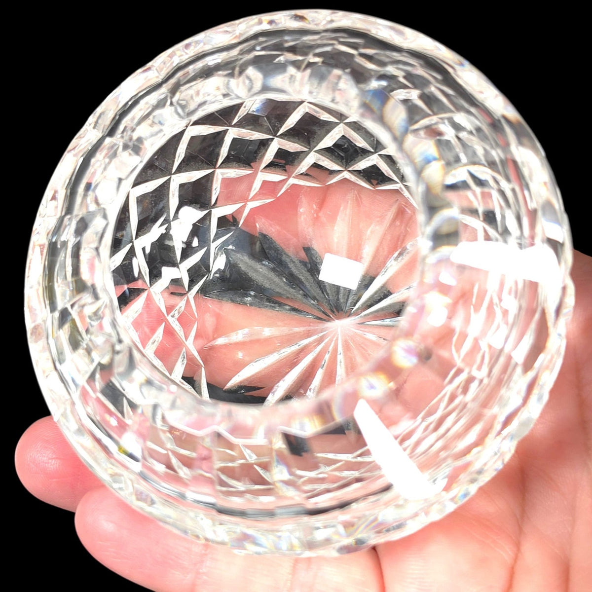 Waterford Crystal Hollow Dome Paperweight Diamond Cut Starburst Signed