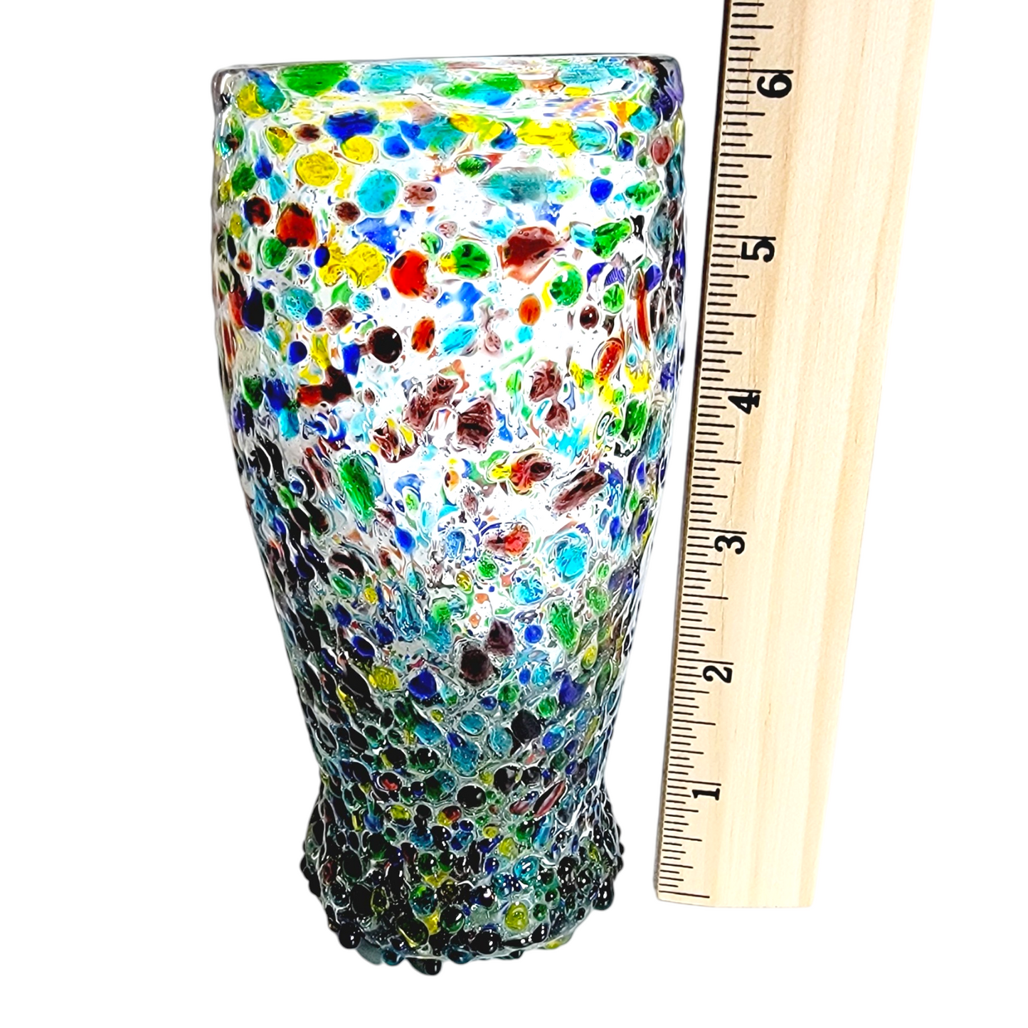 Bambeco Recycled Confetti Glass Beer Tumblers 14 oz. Set of 2 Hand-Blown Artisan Mexico 2017 NIB