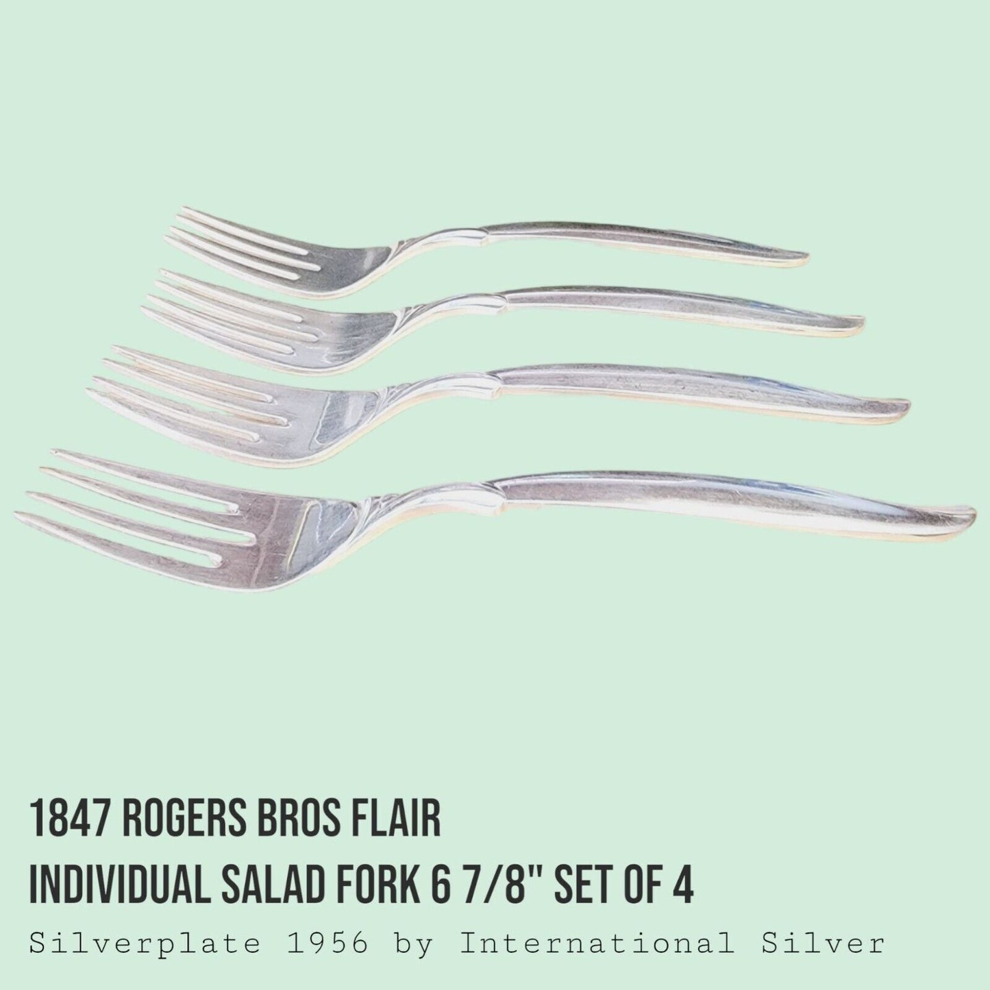 Vintage 1847 Rogers Bros FLAIR Silverplate Salad Forks 6 7/8" MCM SET of 4