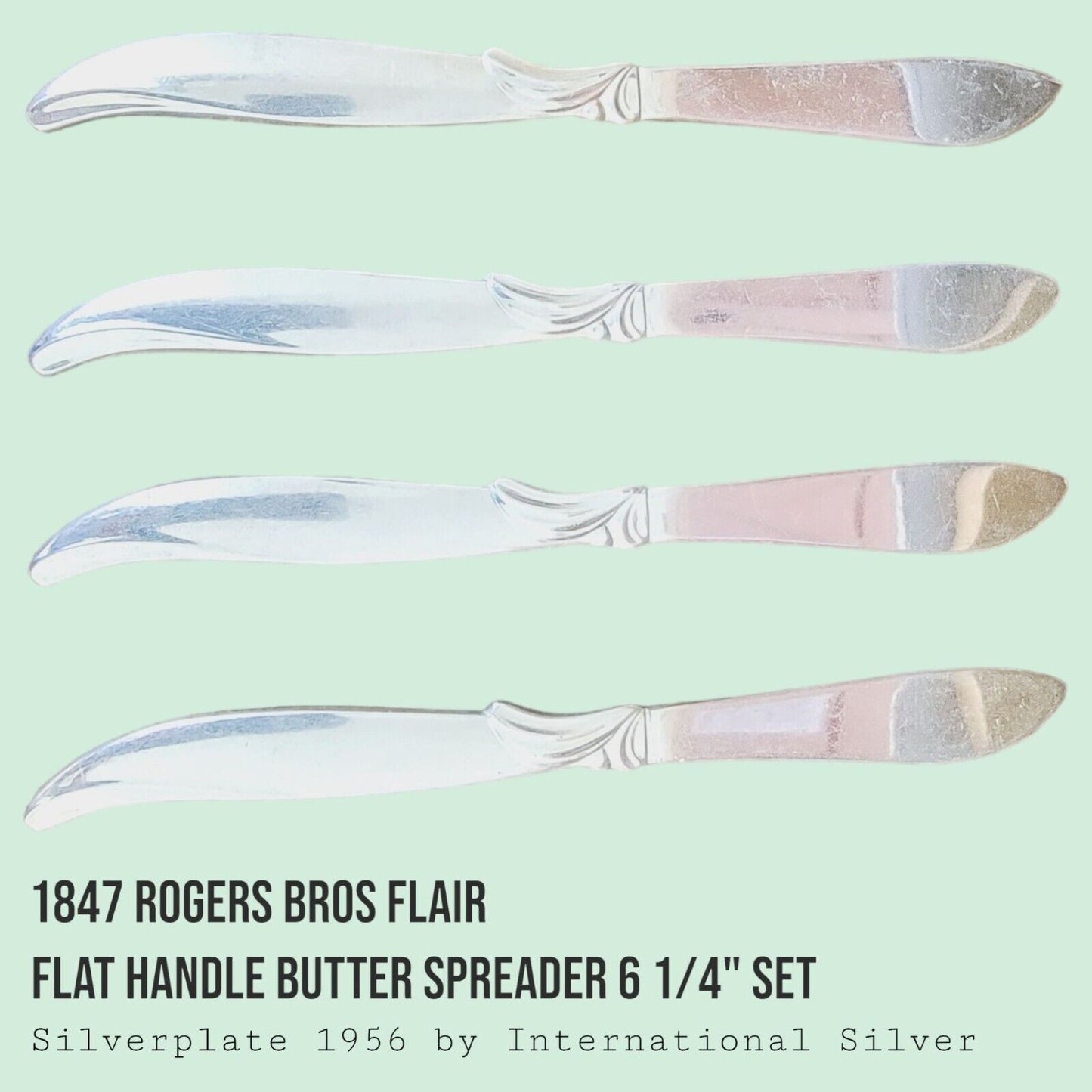 Vintage 1847 Rogers Bros FLAIR Silverplate Butter Spreaders 6 1/4" SET of 4