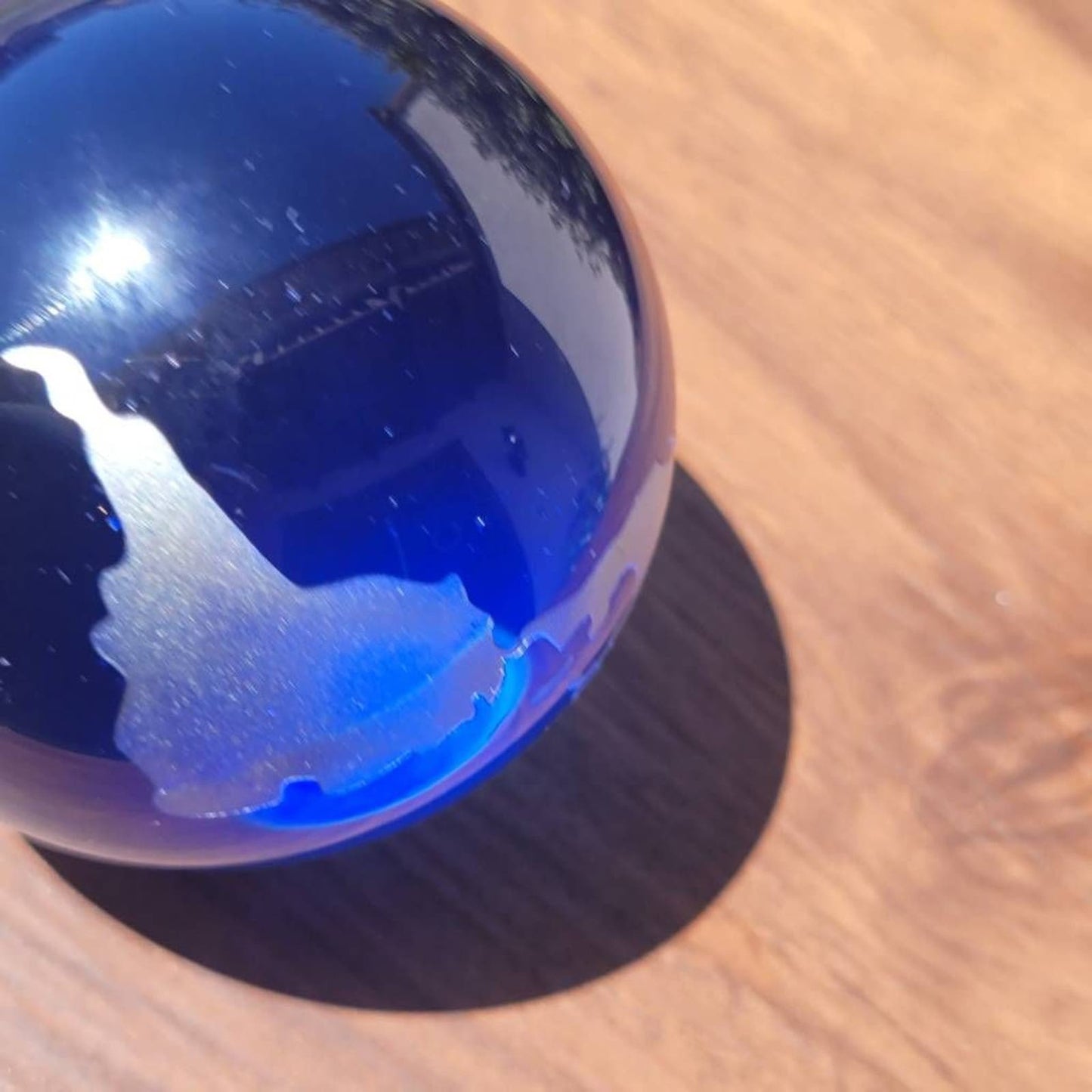 Paperweight Blue Earth World Globe Glass Ball Travel Aesthetic Cobalt 3"