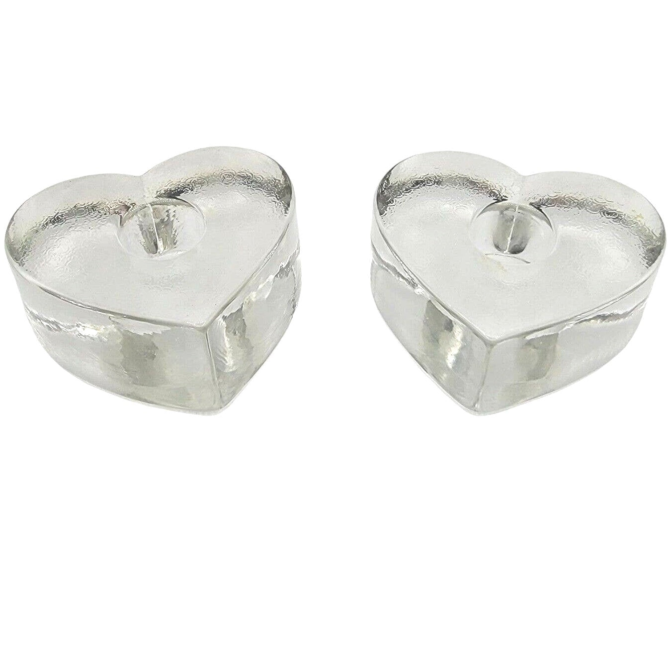 Thick Glass Heart-Shaped Candle Holders Set of 2 Glass Heart Candle Holders