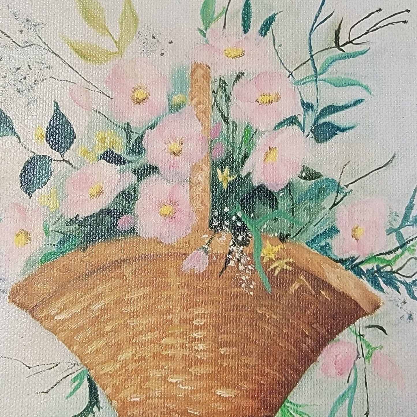 AS IS Vintage Original Floral Painting Signed 11.5 x 9.5" Easter Spring Decor