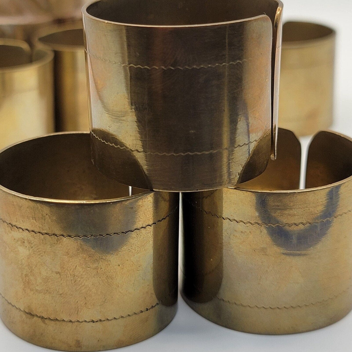 Set of 10 Solid Brass Color Napkin Ring Holders Holiday Table Decor