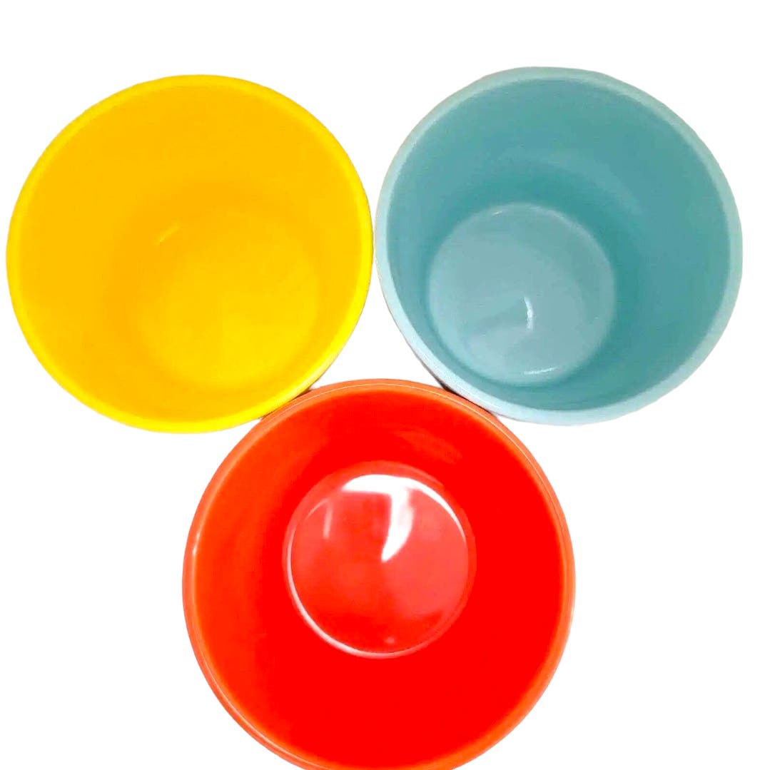 Sweese 8oz Dessert Bowls Porcelain Bouillon Cups Set Ramekins Orange Yellow Blue