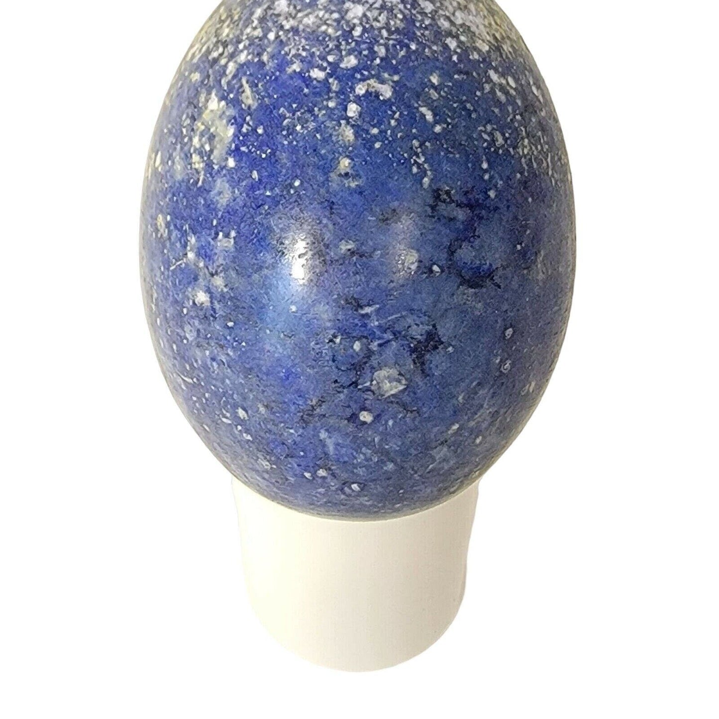 Hand Carved Stone Egg Paperweight, Blue Stone Egg, Easter Decor, Carved Egg