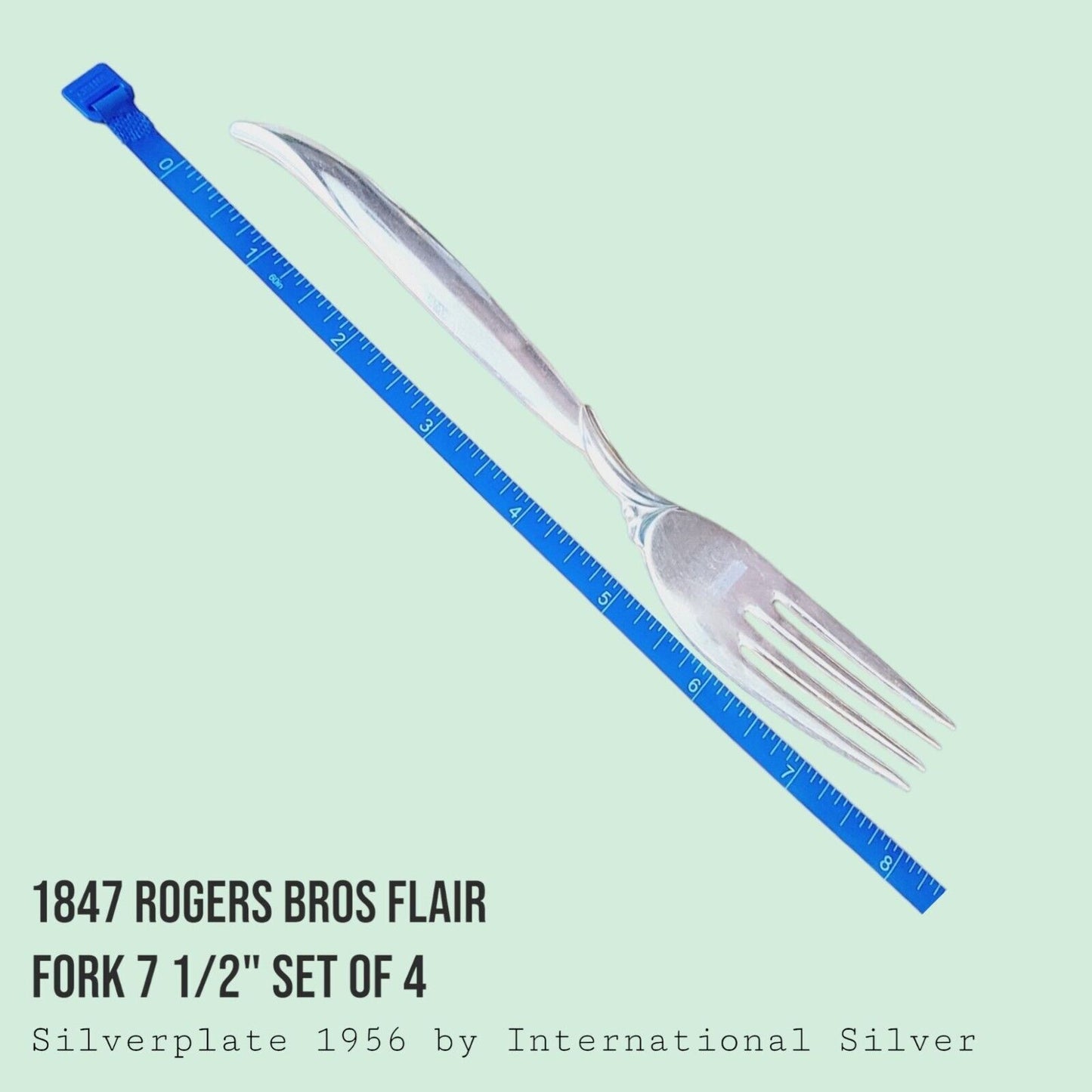 Vintage 1847 Rogers Bros FLAIR Silverplate Dinner Forks 7 1/2" MCM SET of 4