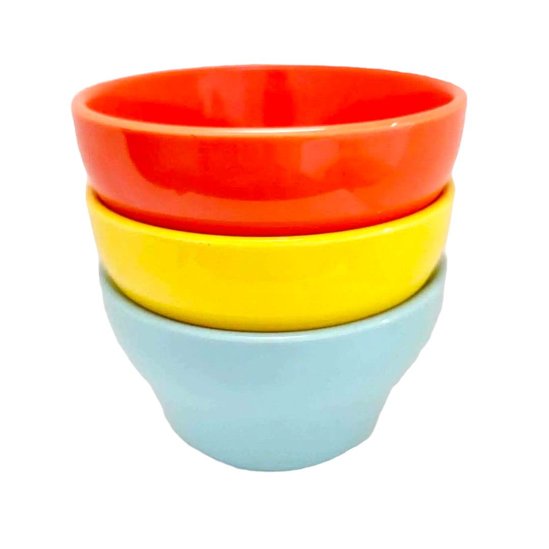 Sweese 8oz Dessert Bowls Porcelain Bouillon Cups Set Ramekins Orange Yellow Blue