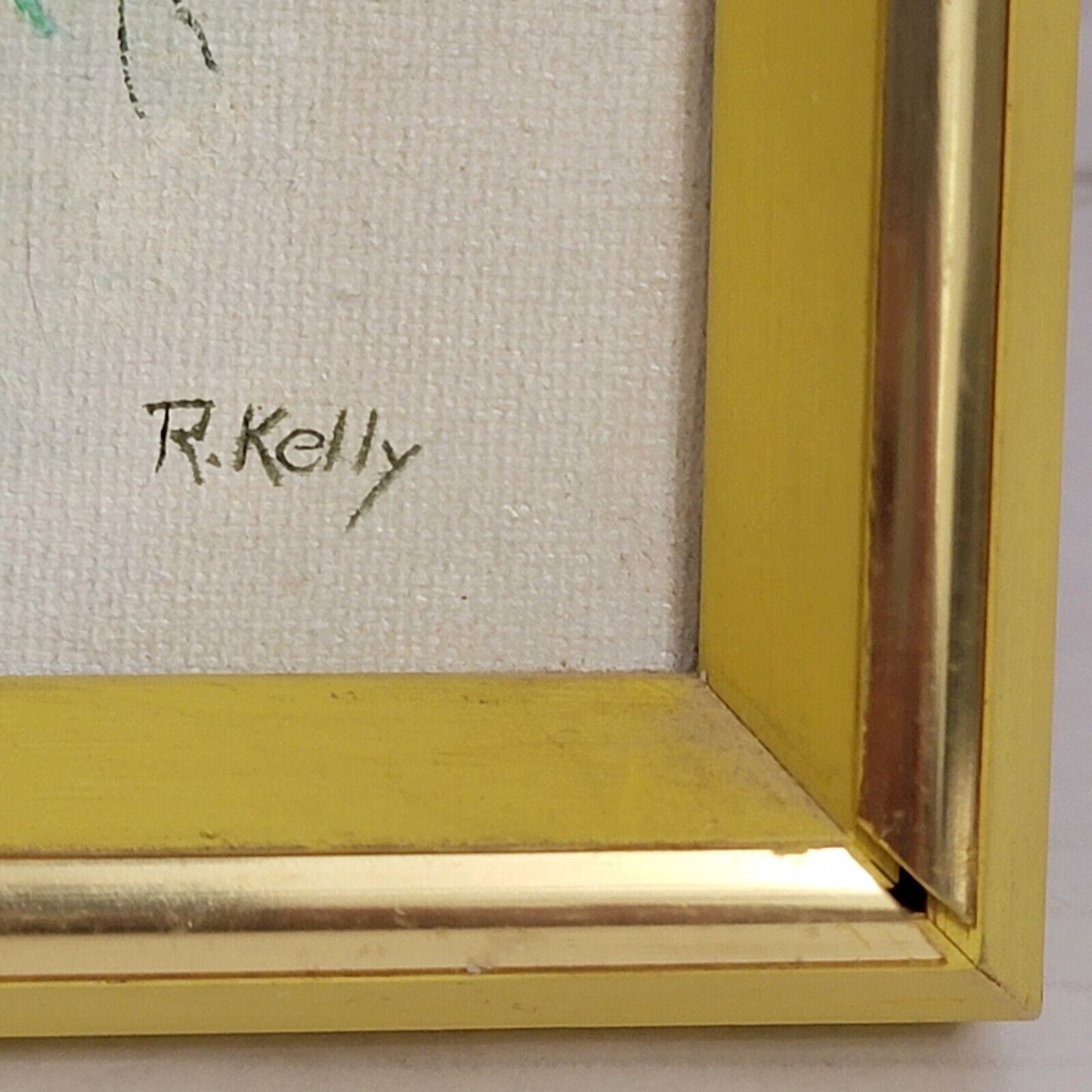 Vtg Signed R. Kelly Floral Oil Painting MCM Framed Canvas Art 11.5x9.5 AS IS