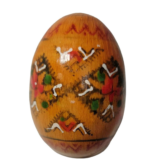 Vintage Wooden Easter Egg Hand Painted Hand Painted Wooden Egg Easter Decor