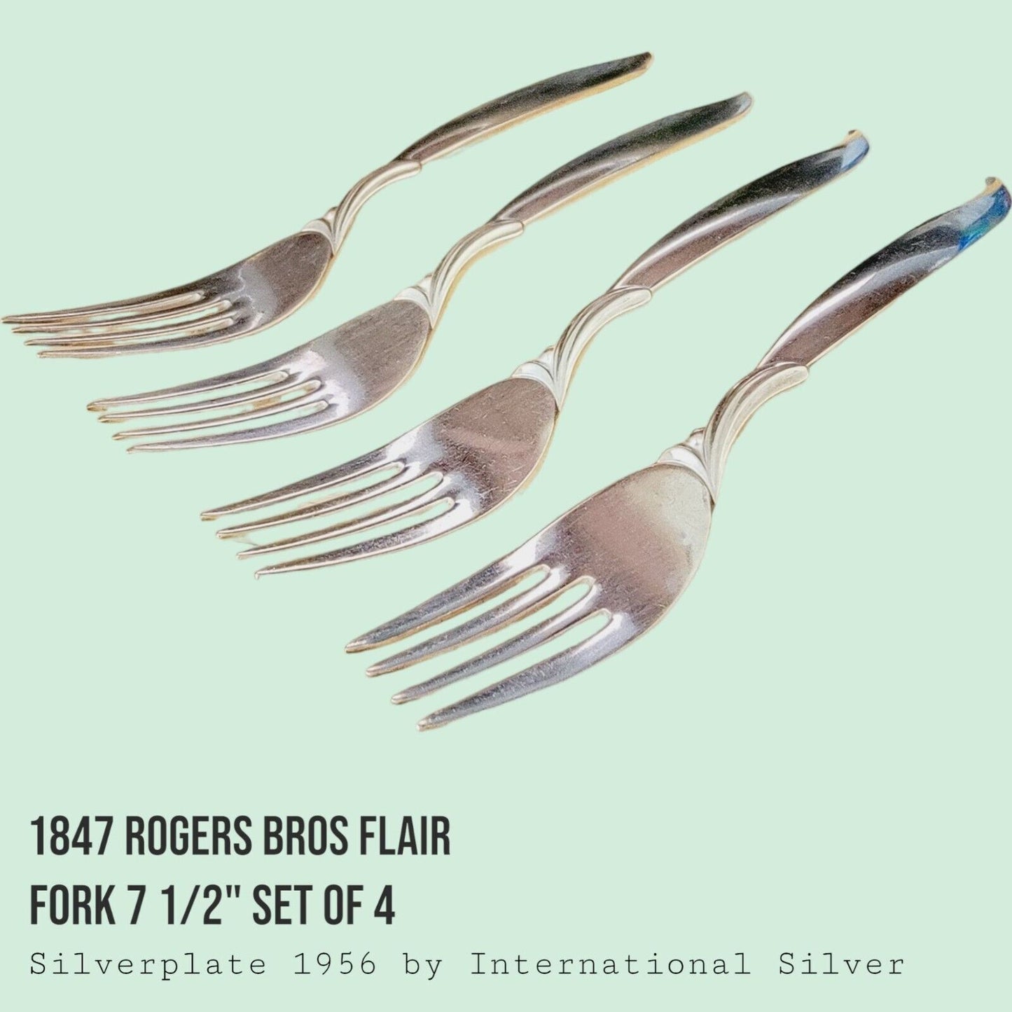 Vintage 1847 Rogers Bros FLAIR Silverplate Dinner Forks 7 1/2" MCM SET of 4