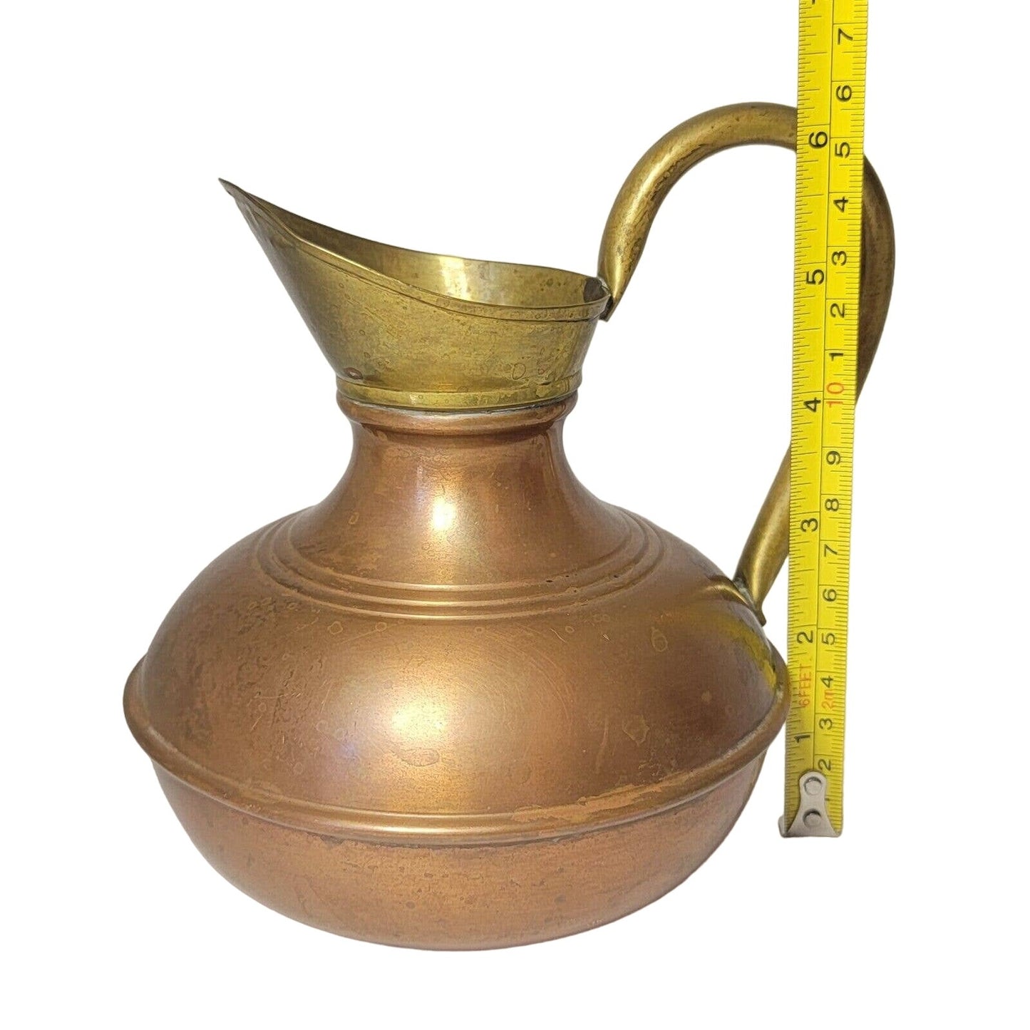 Beautiful Vintage Copper and Brass Pitcher, Brass Copper Vase