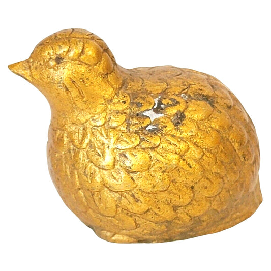 Vintage Quail Figurine Gilt Brass Paperweight Vintage Brass Bird Figurine Felt