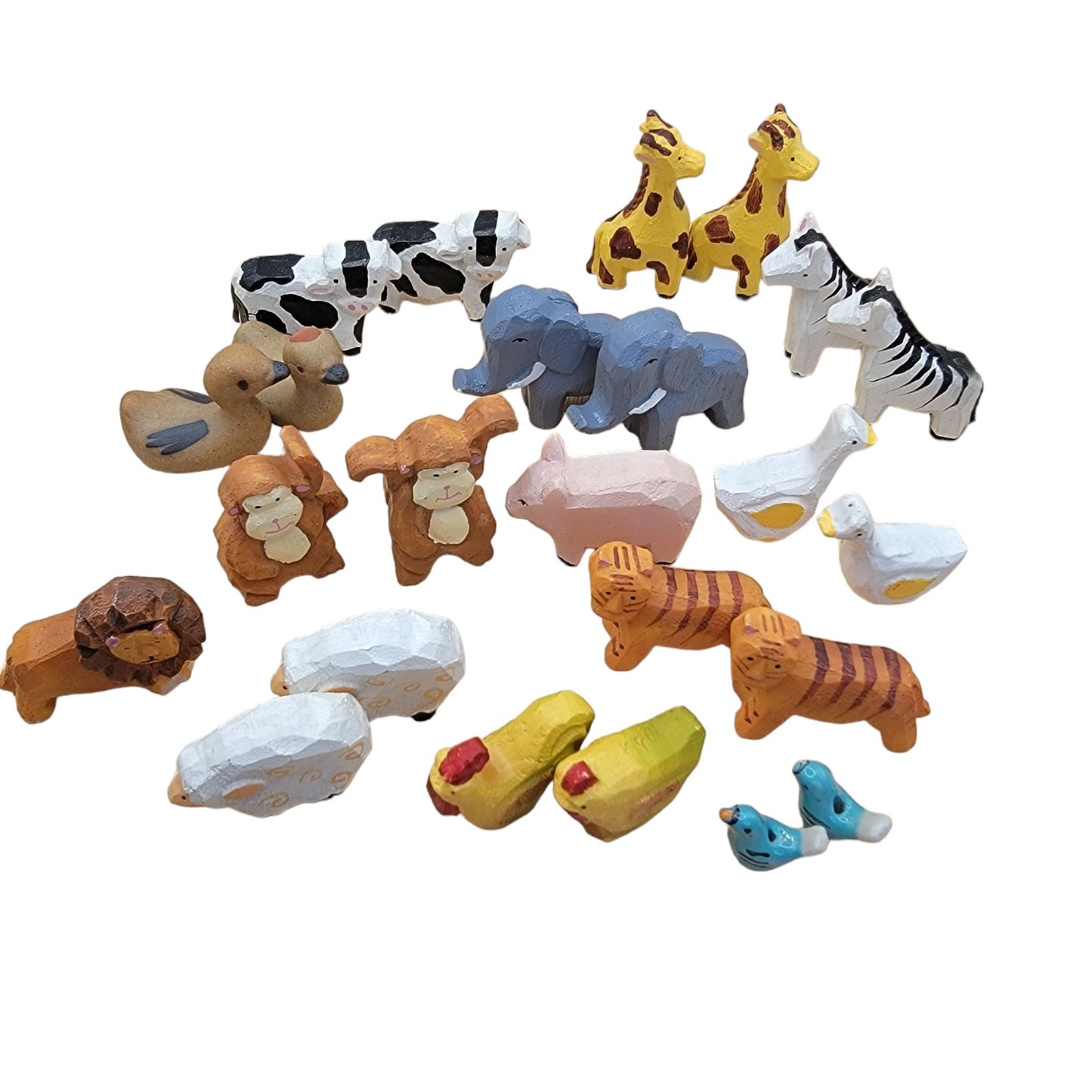 Noah’s Ark Hand Painted 24 Animals Hand Crafted Wooden Figurines Read