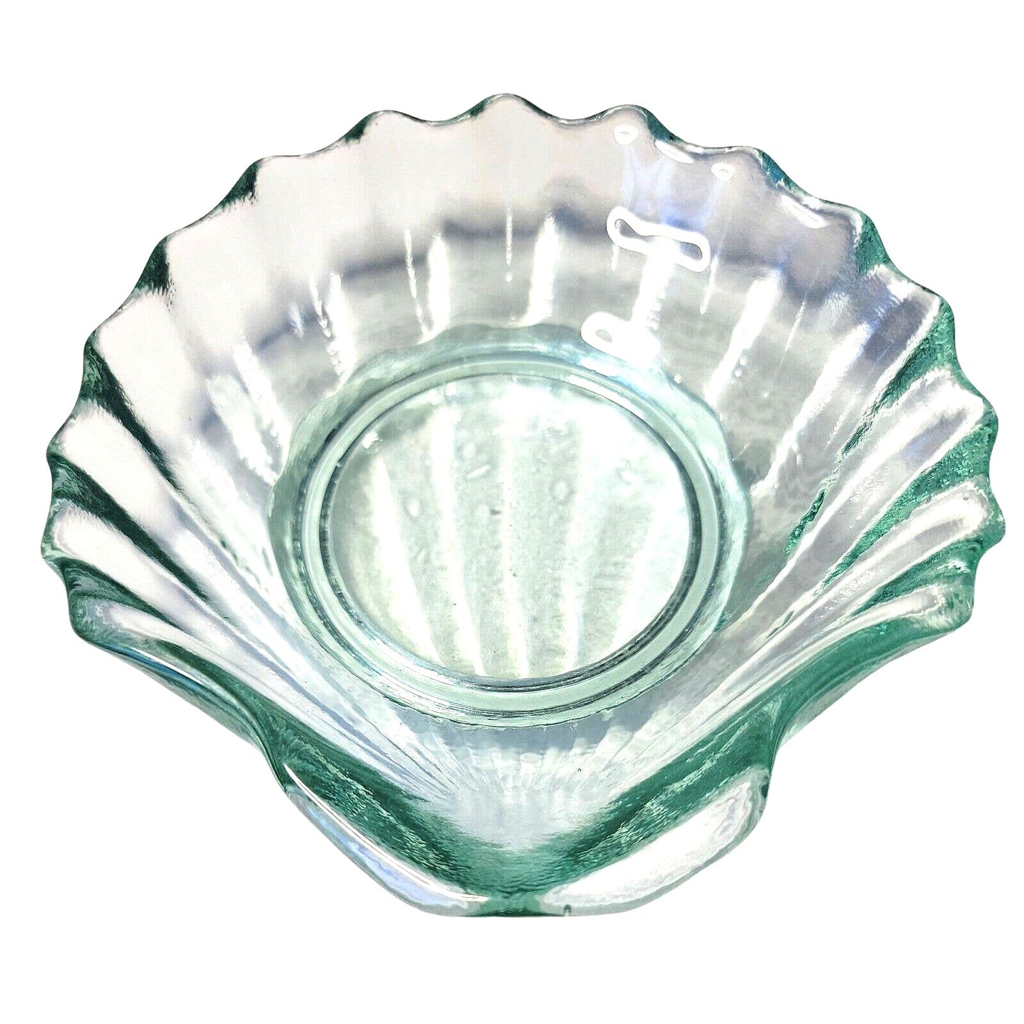 RECYCLED Glass SHELL trinket dish, Glass CLAMSHELL bowl 6" Coastal Decor