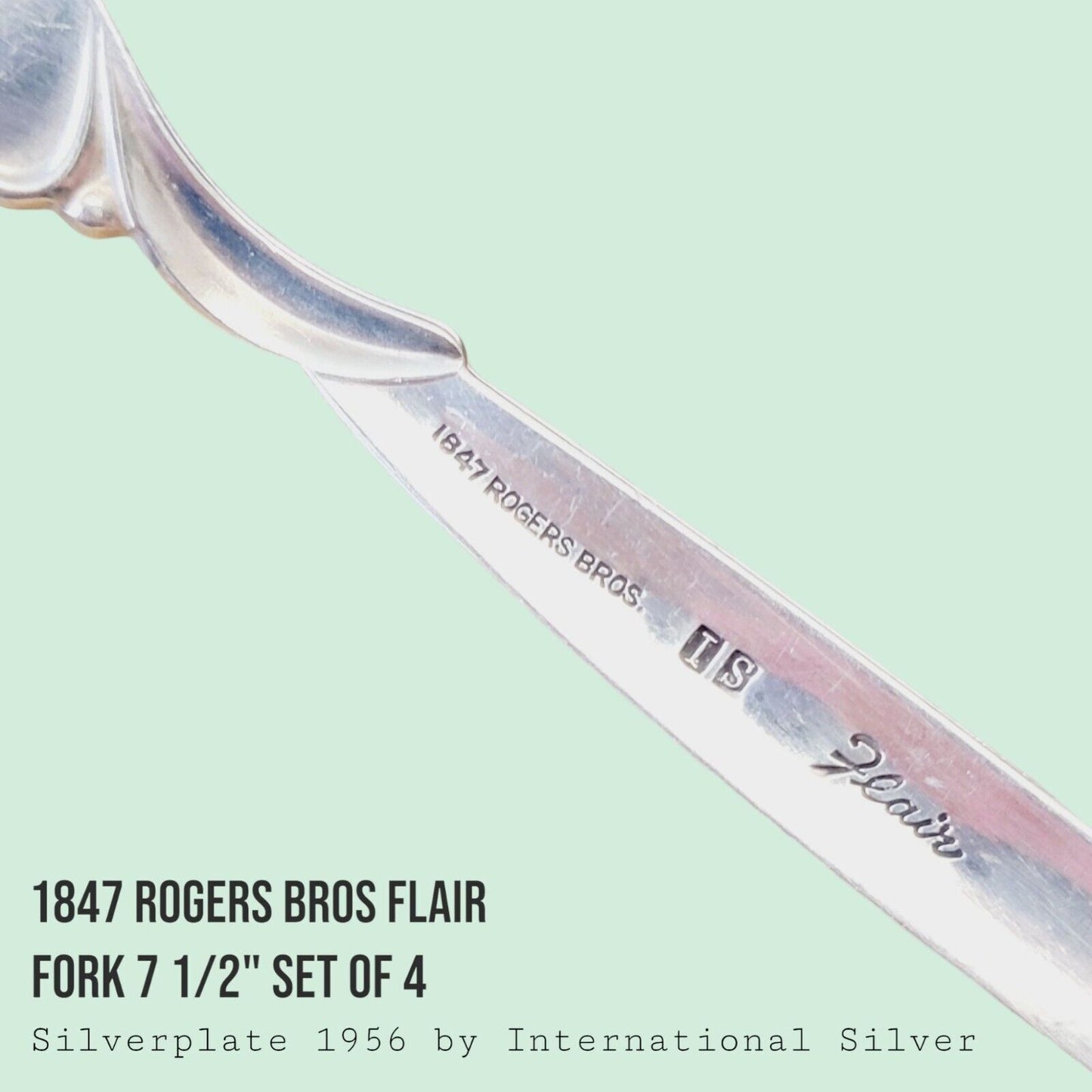 Vintage 1847 Rogers Bros FLAIR Silverplate Dinner Forks 7 1/2" MCM SET of 4
