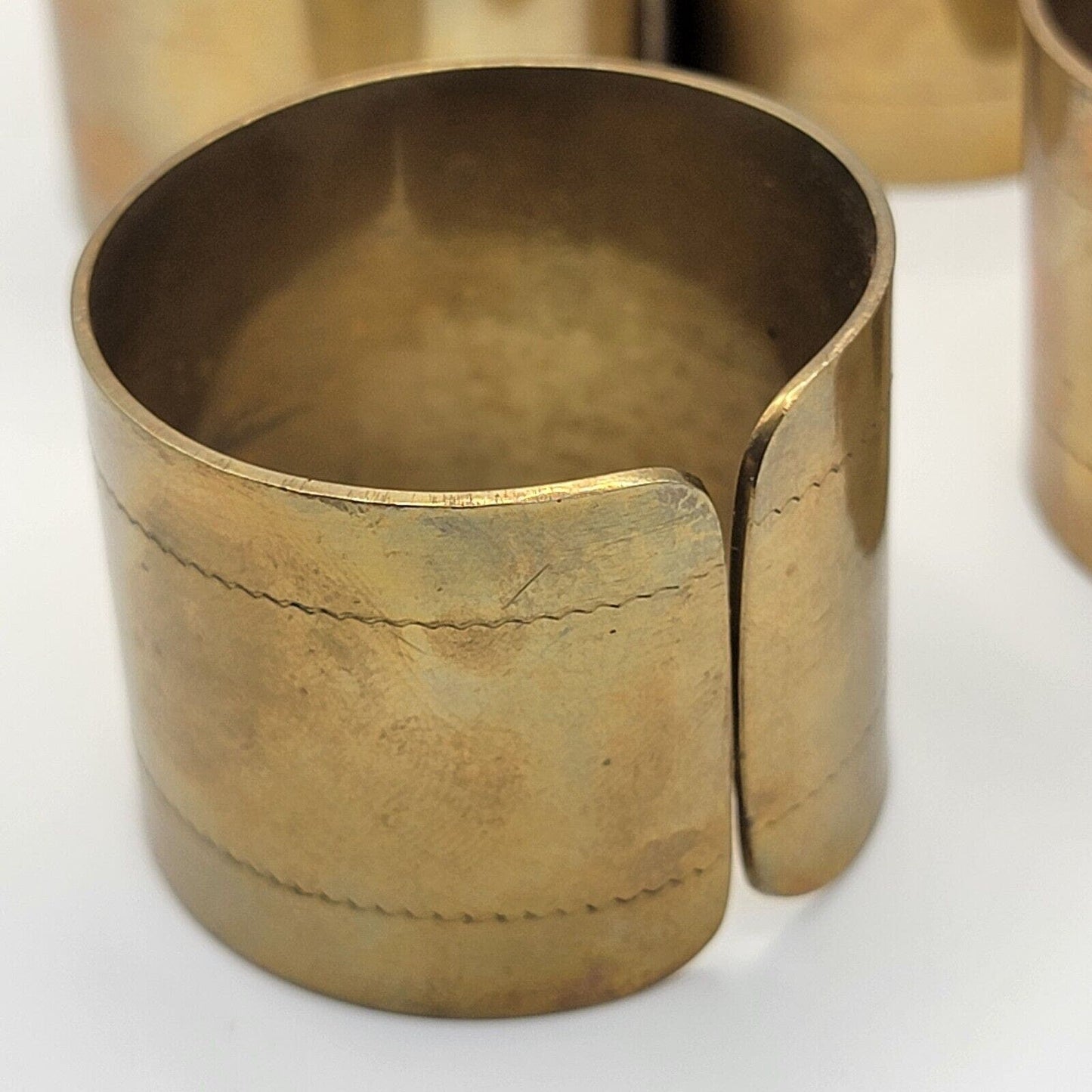 Set of 10 Solid Brass Color Napkin Ring Holders Holiday Table Decor