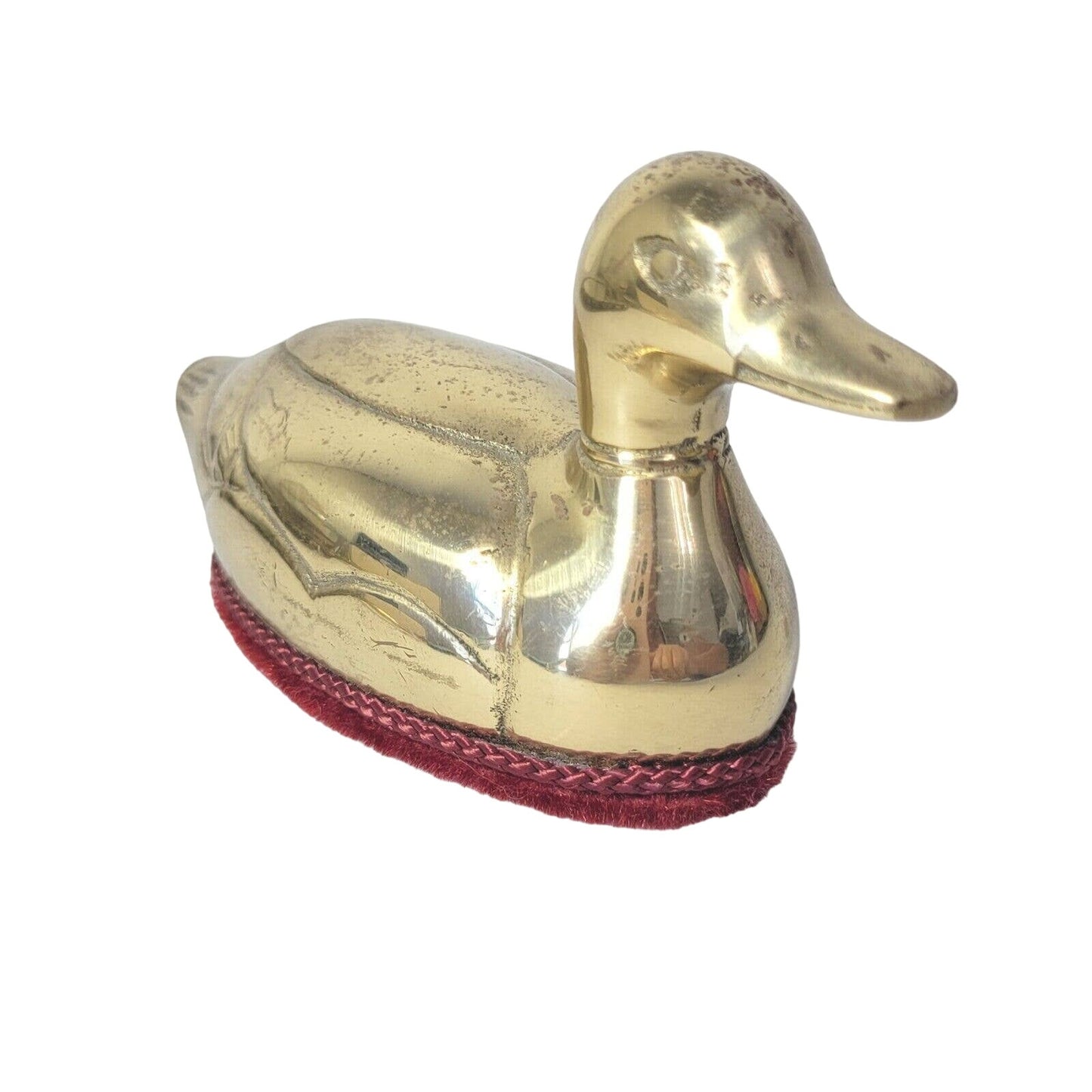 Vintage Brass Duck Lint Remover Brush / Paperweight, Brass Mallard Mr Man 1983