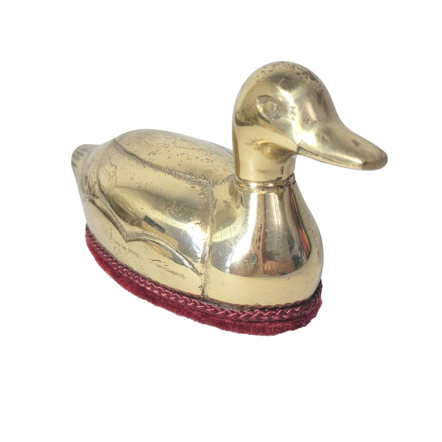 Vintage Brass Duck Lint Brush Paperweight Mallard Figurine Mr Man 1983 Office