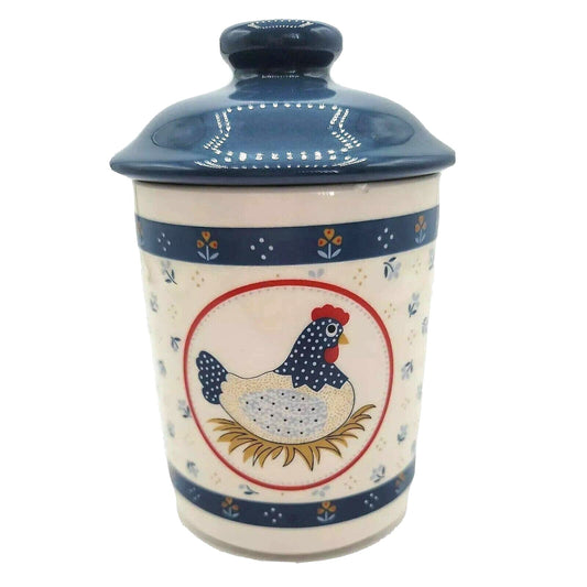 AS IS Vintage Country Hen Canister with Lid, Made in Japan, Cottage Core FLAW READ